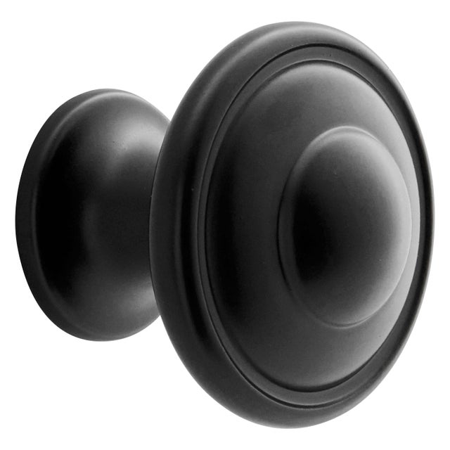 Bouton de meuble rond Paros, zamak noir peint, Diam.30.5 mm