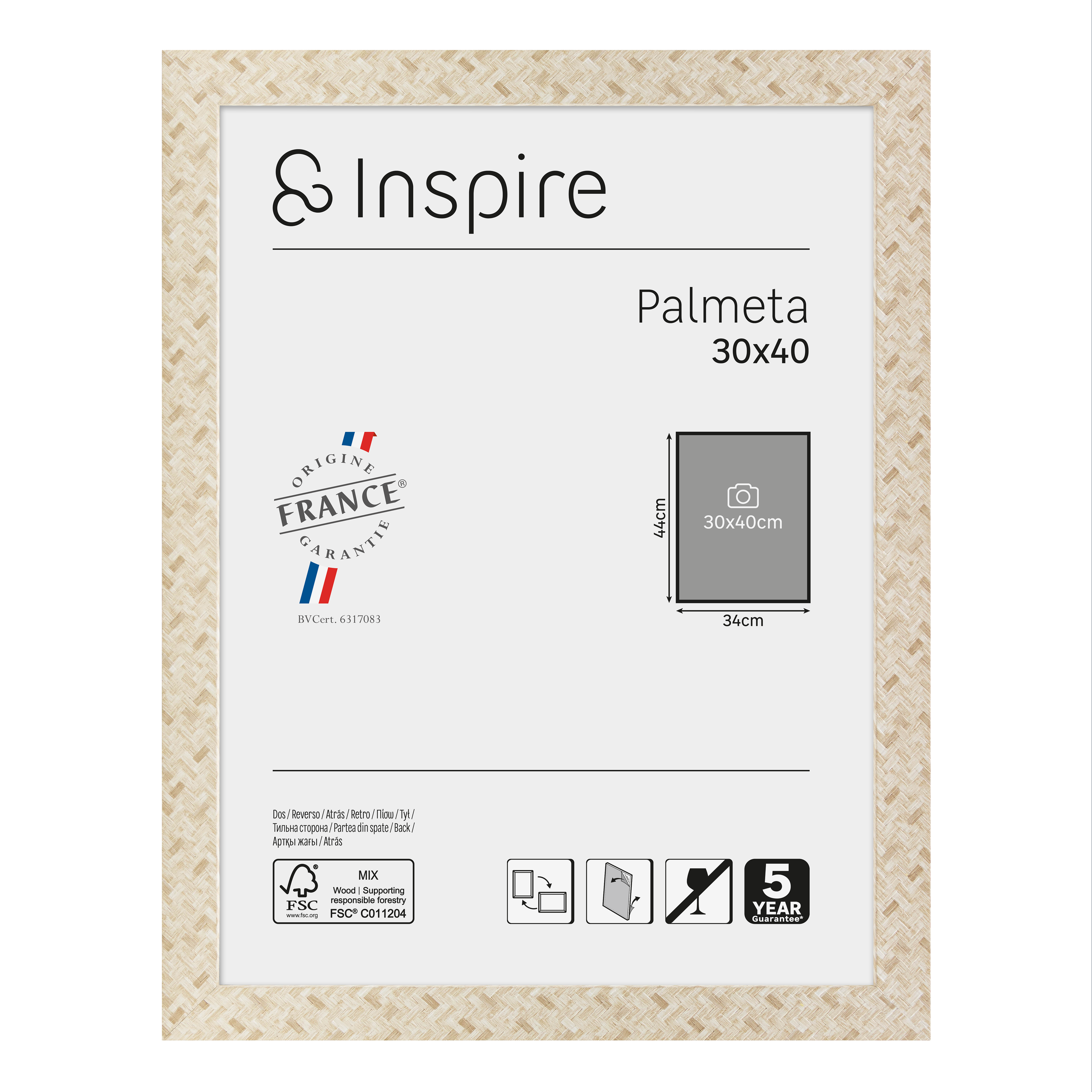 Cadre Palmeta, H.40 x l.30 cm beige, INSPIRE - 9