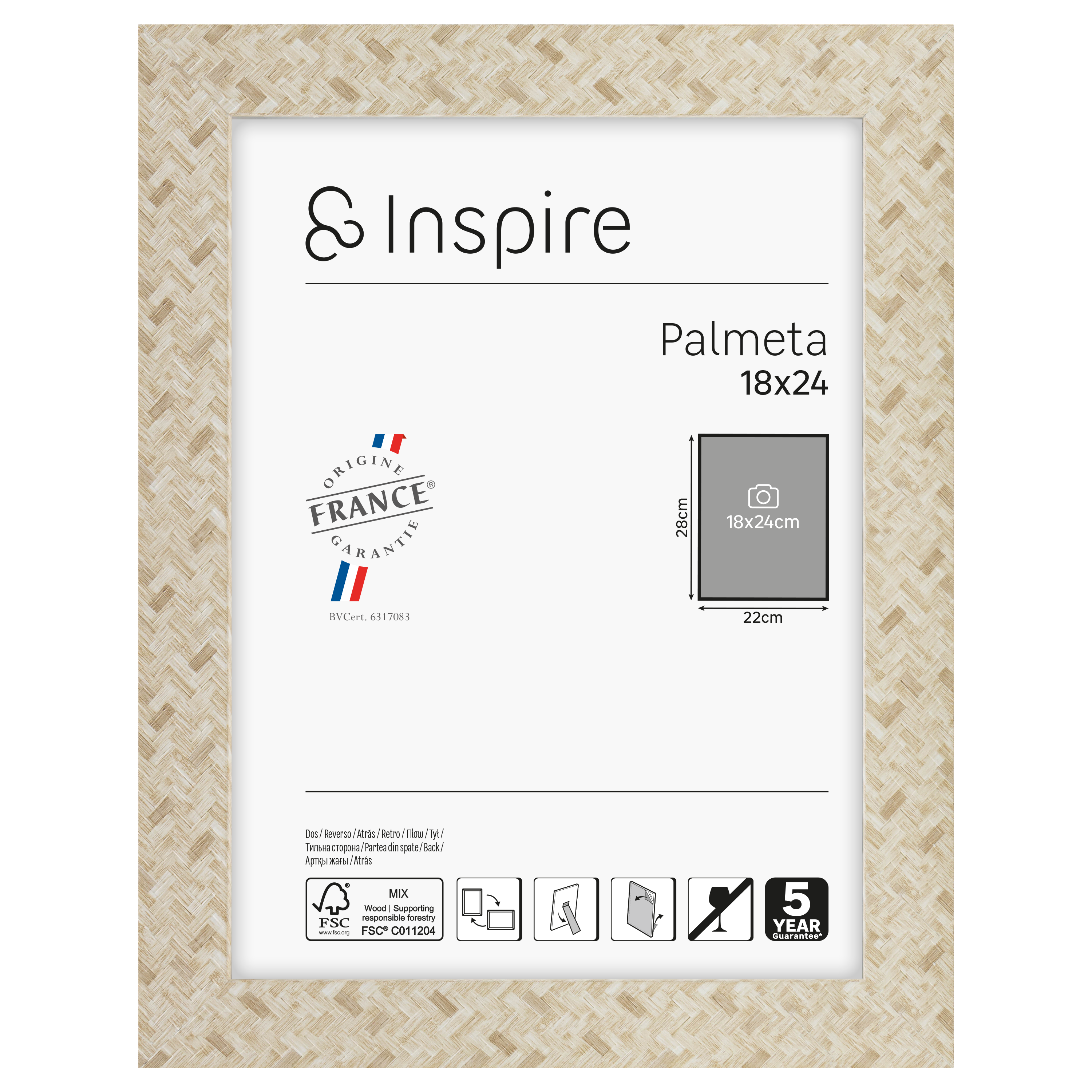 Cadre Palmeta, H.24 x l.18 cm beige, INSPIRE - 9