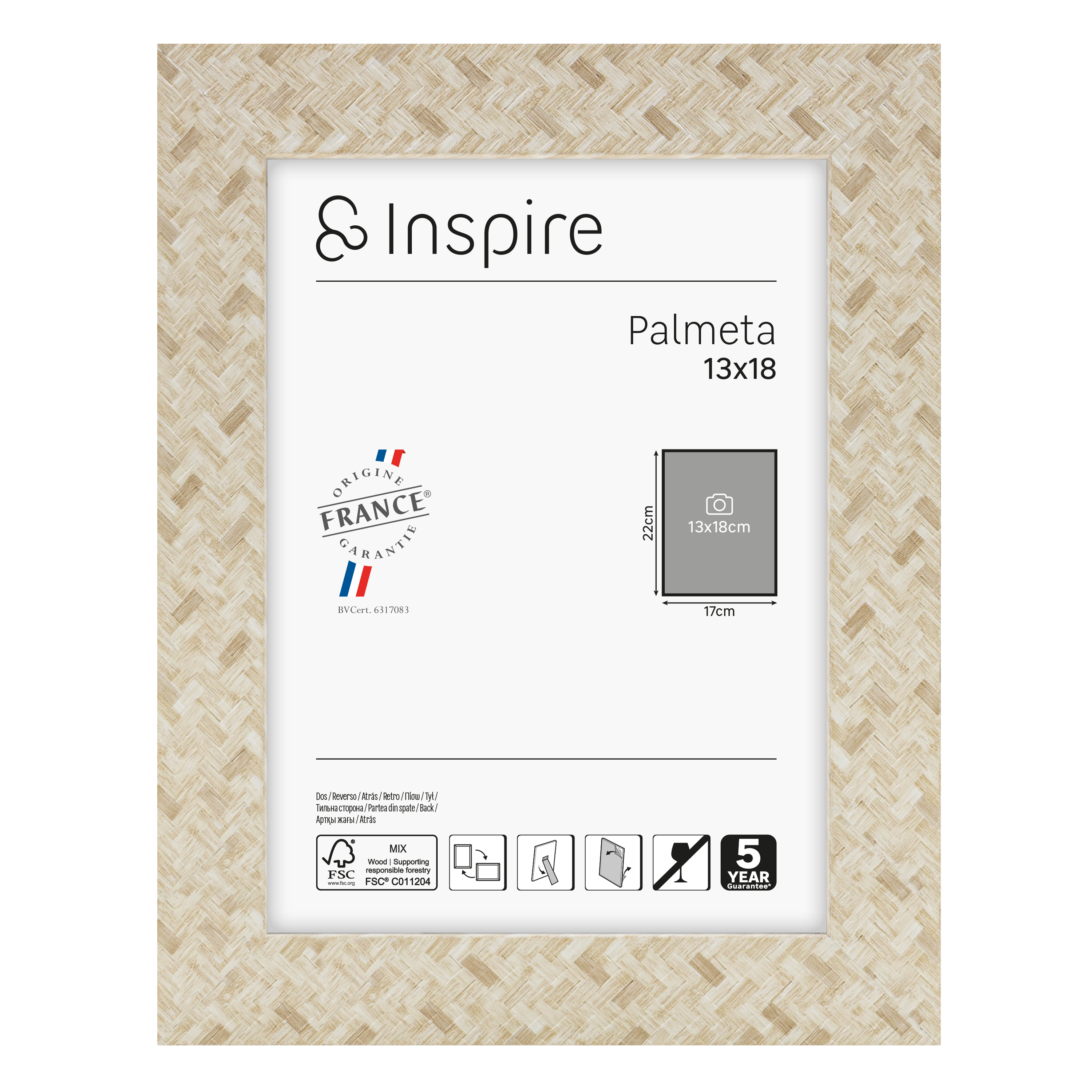Cadre Palmeta, H.18 x l.13 cm beige, INSPIRE - 8
