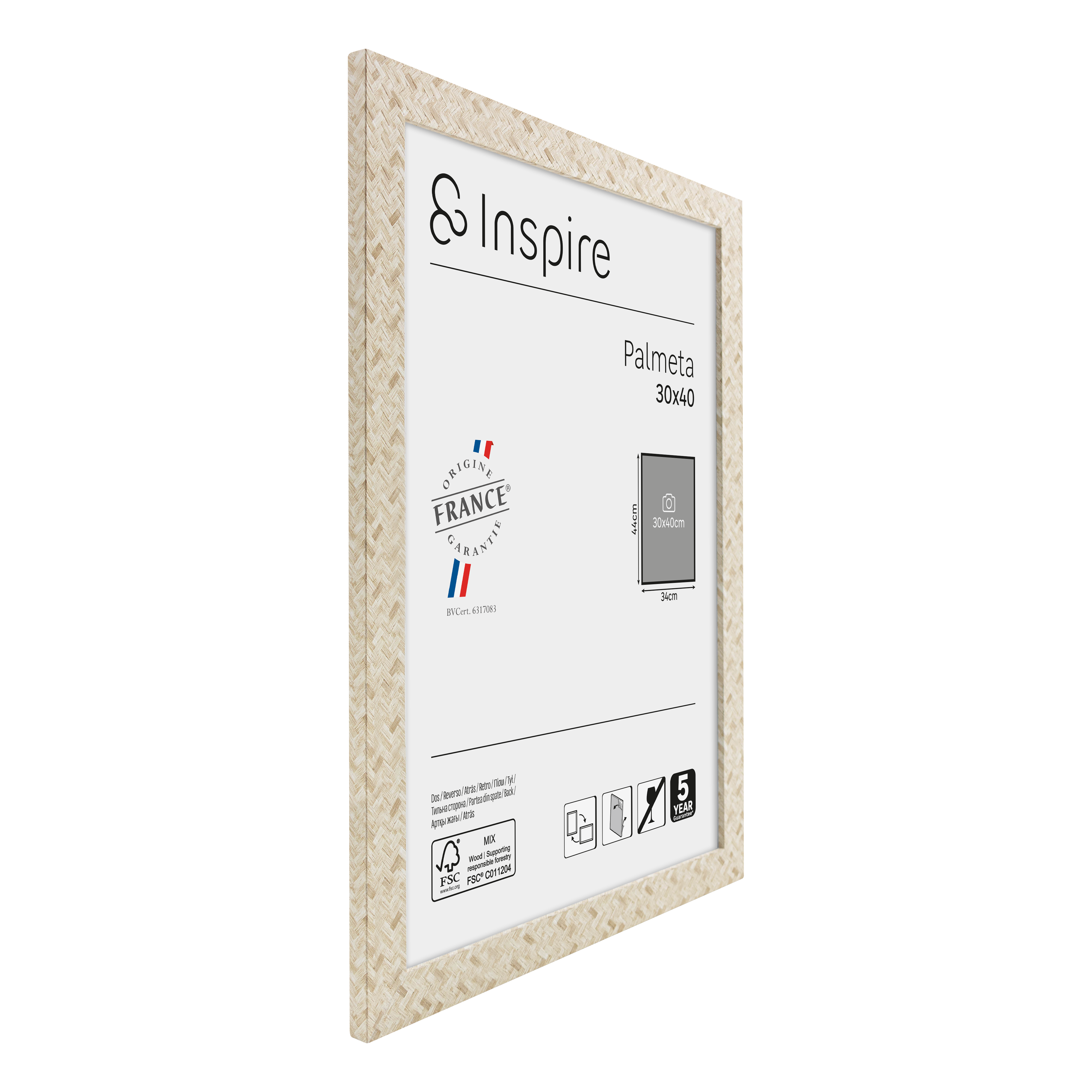 Cadre Palmeta, H.40 x l.30 cm beige, INSPIRE - 10