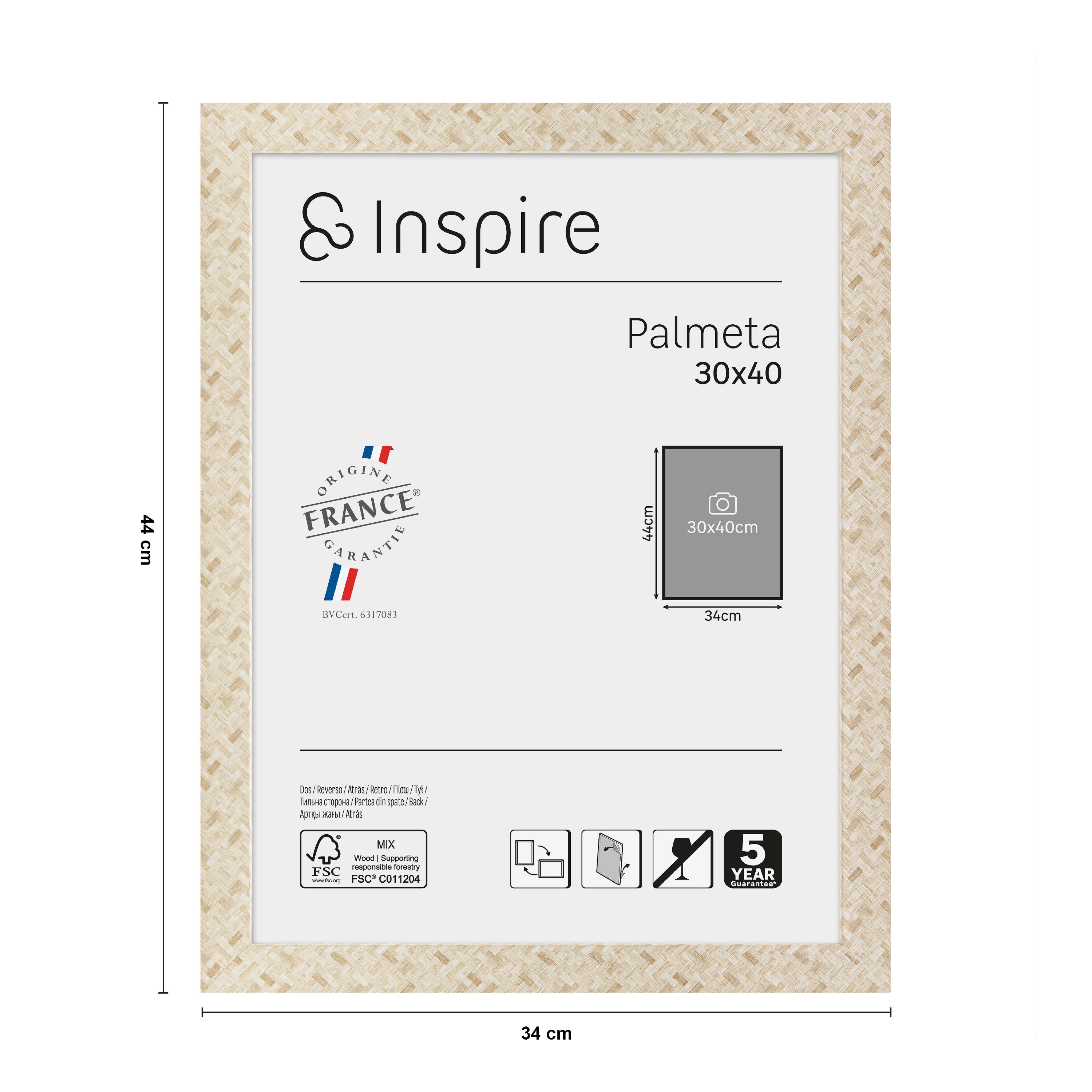 Cadre Palmeta, H.40 x l.30 cm beige, INSPIRE - 3