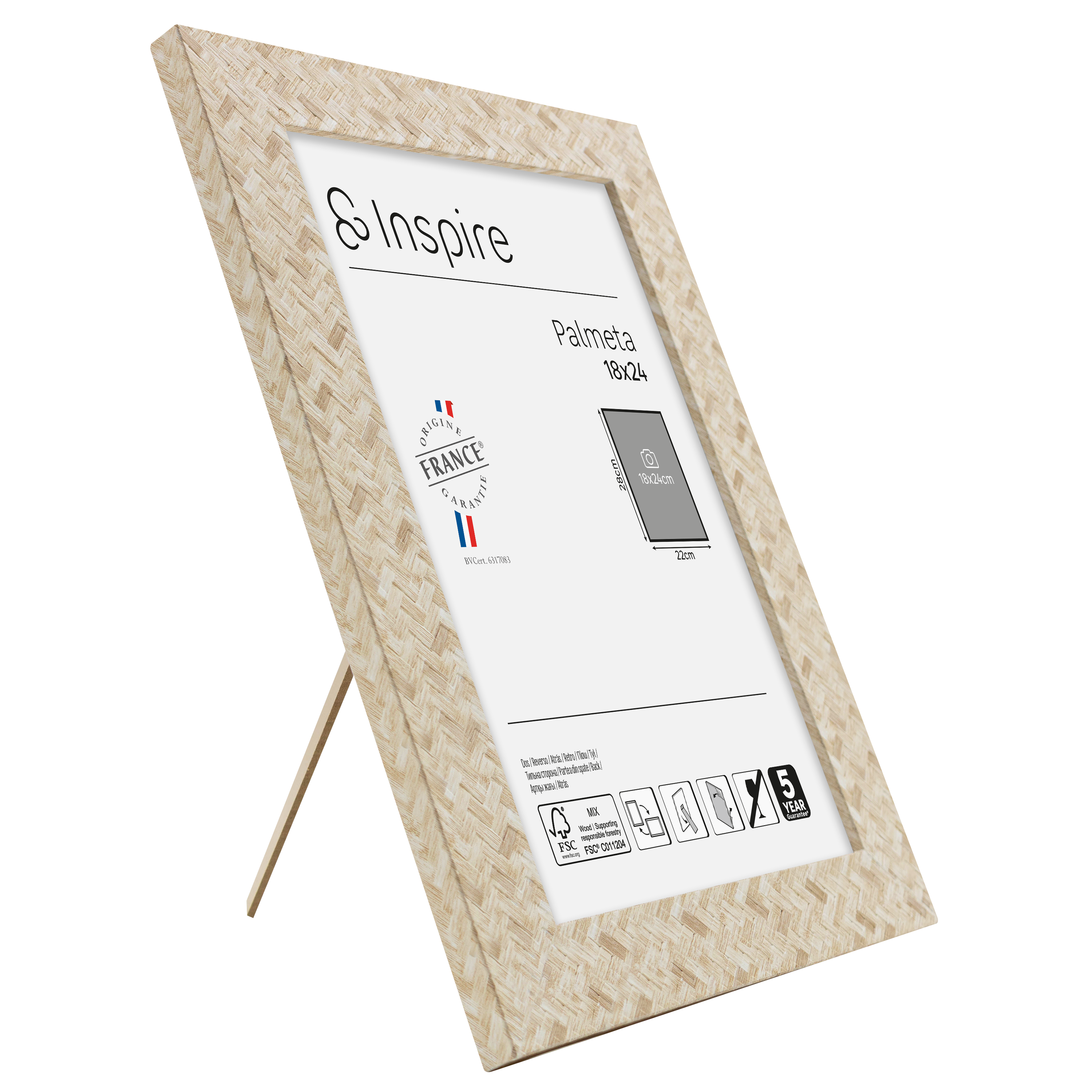 Cadre Palmeta, H.24 x l.18 cm beige, INSPIRE - 10