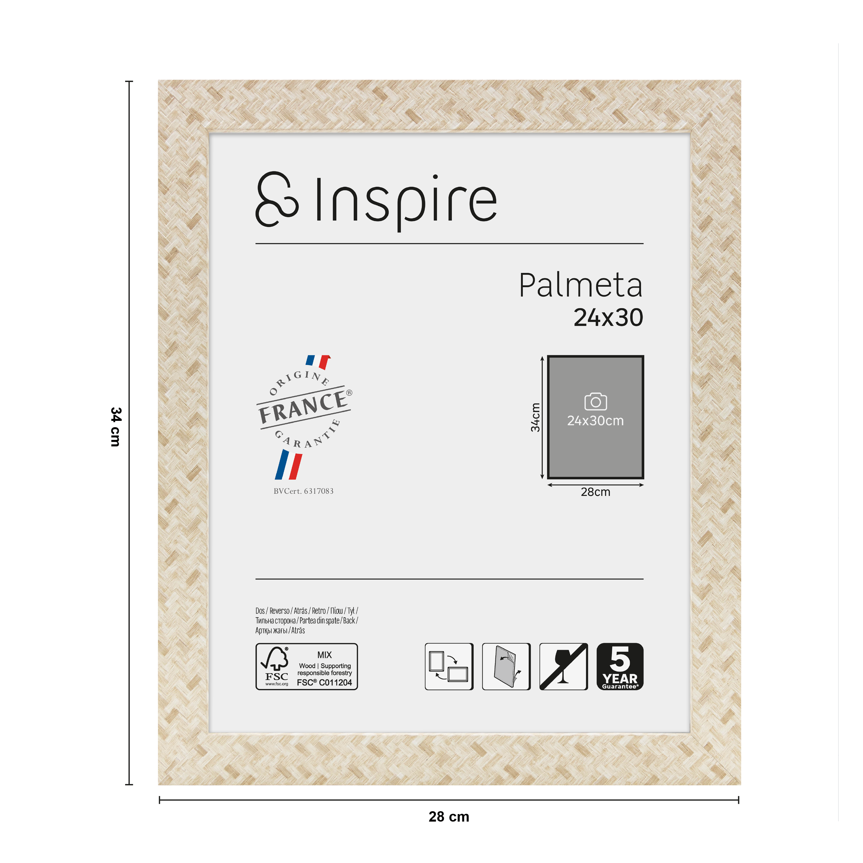 Moldura Palmeta 24X30 cm natural Inspire - 6