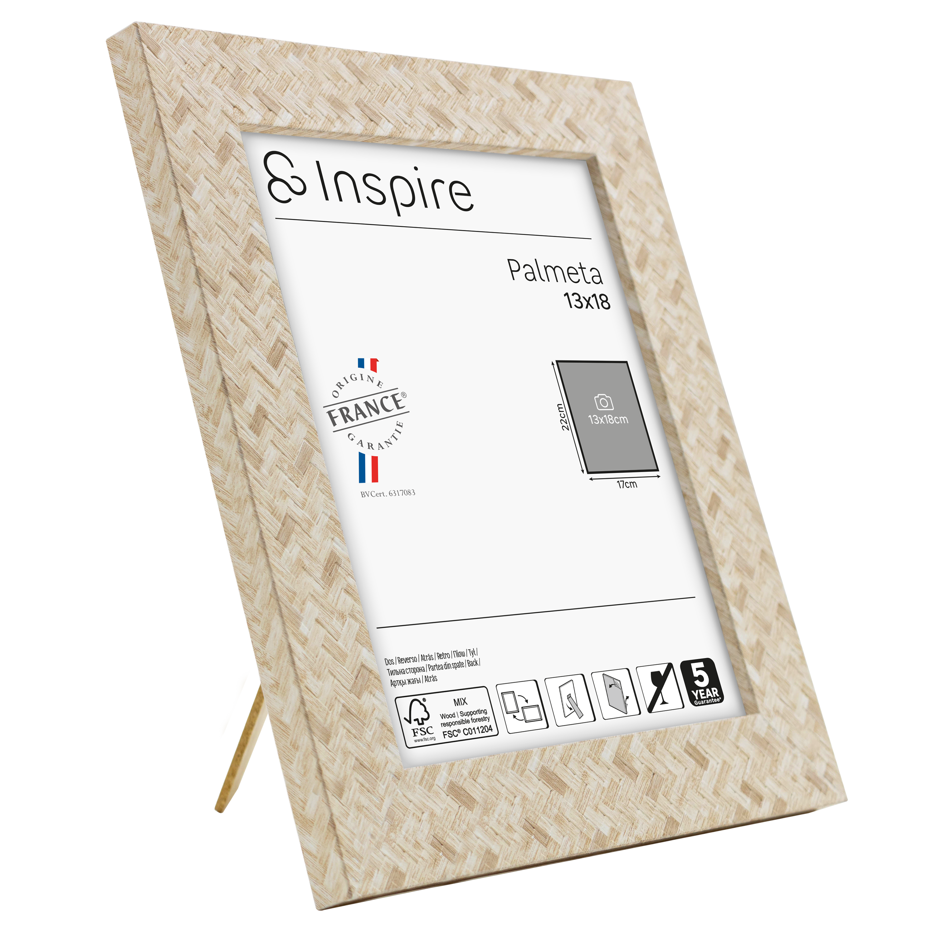 Cadre Palmeta, H.18 x l.13 cm beige, INSPIRE - 9