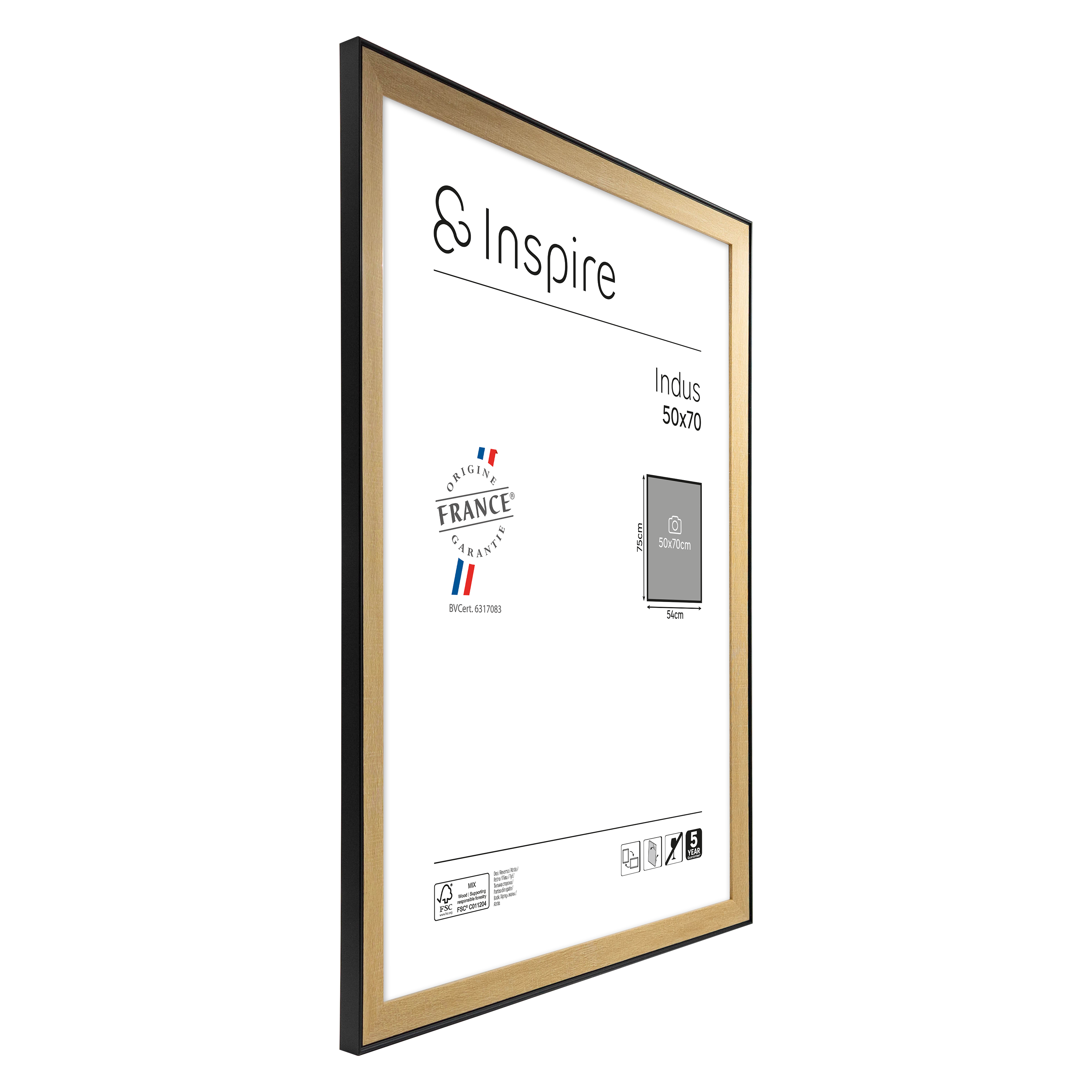 Cadre Indus, 50 x 70 cm naturel / noir, INSPIRE - 4