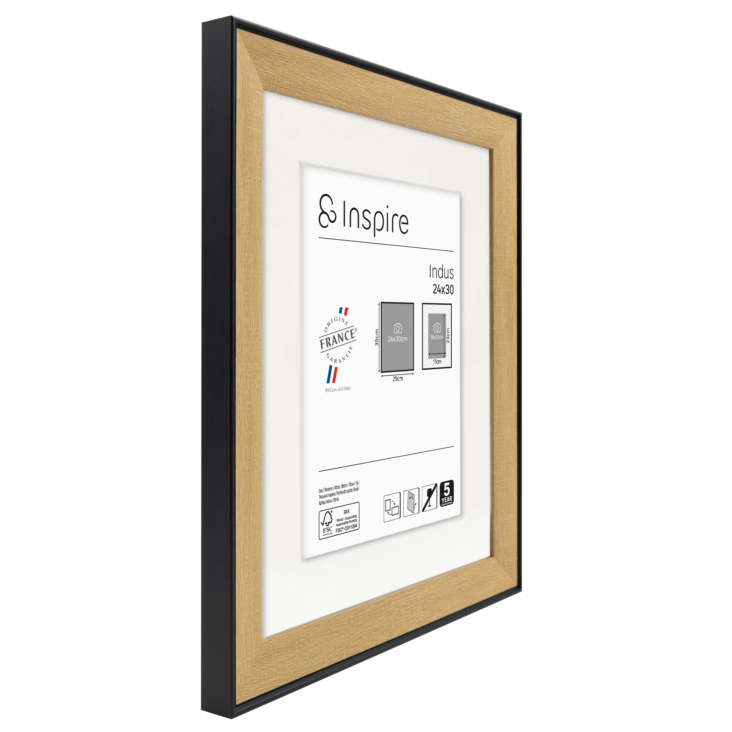 Cadre Indus, 24 x 30 cm naturel / noir, INSPIRE - 4