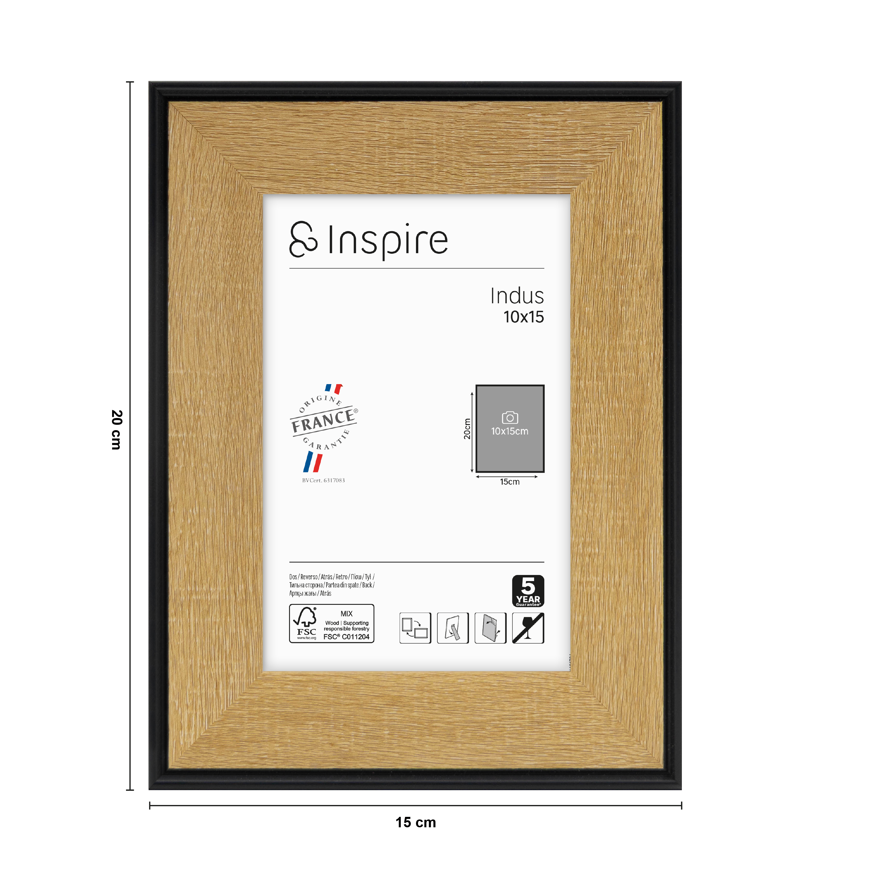 Cadre Indus, 10 x 15 cm naturel / noir, INSPIRE - 3