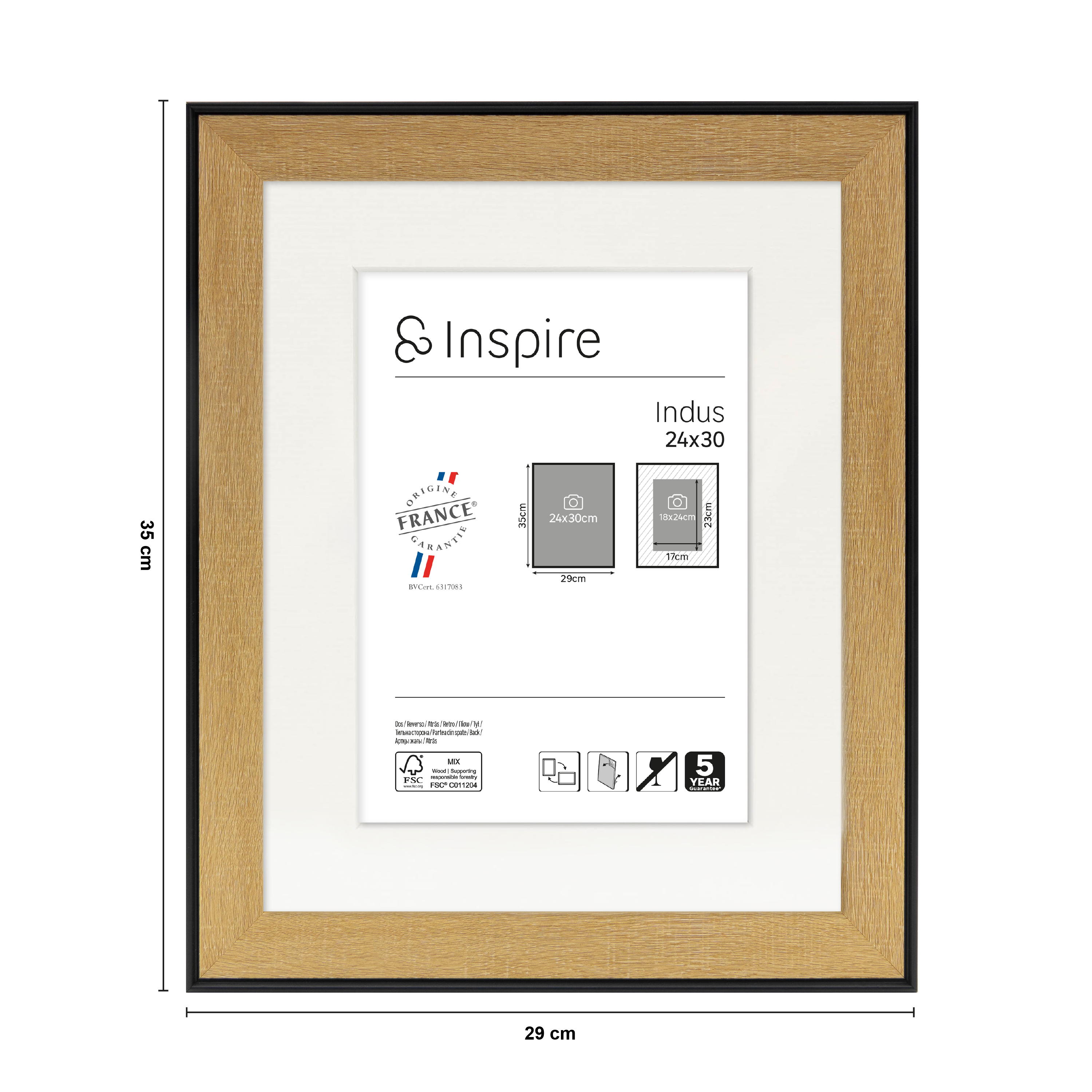 Cadre Indus, 24 x 30 cm naturel / noir, INSPIRE - 3