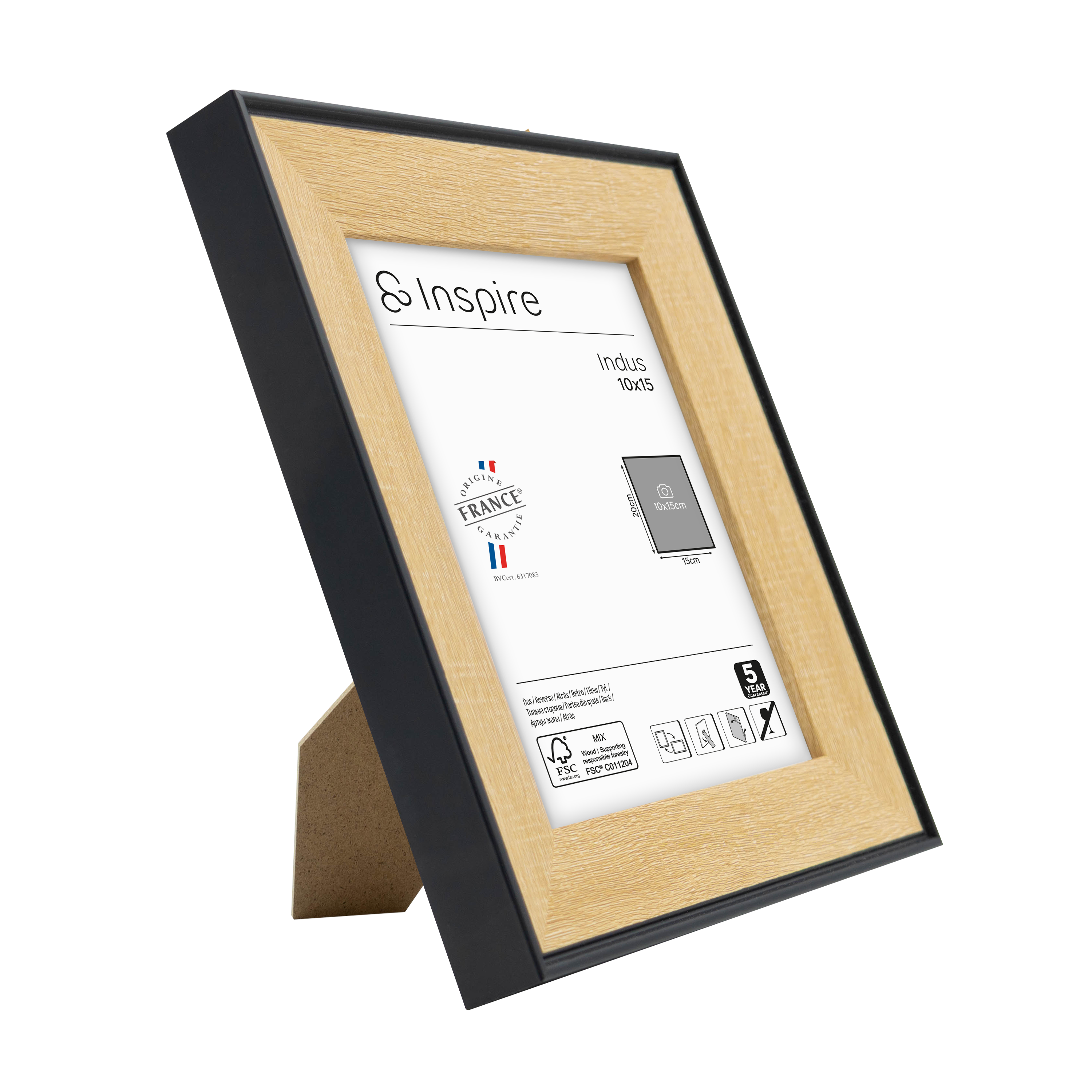 Cadre Indus, 10 x 15 cm naturel / noir, INSPIRE - 7