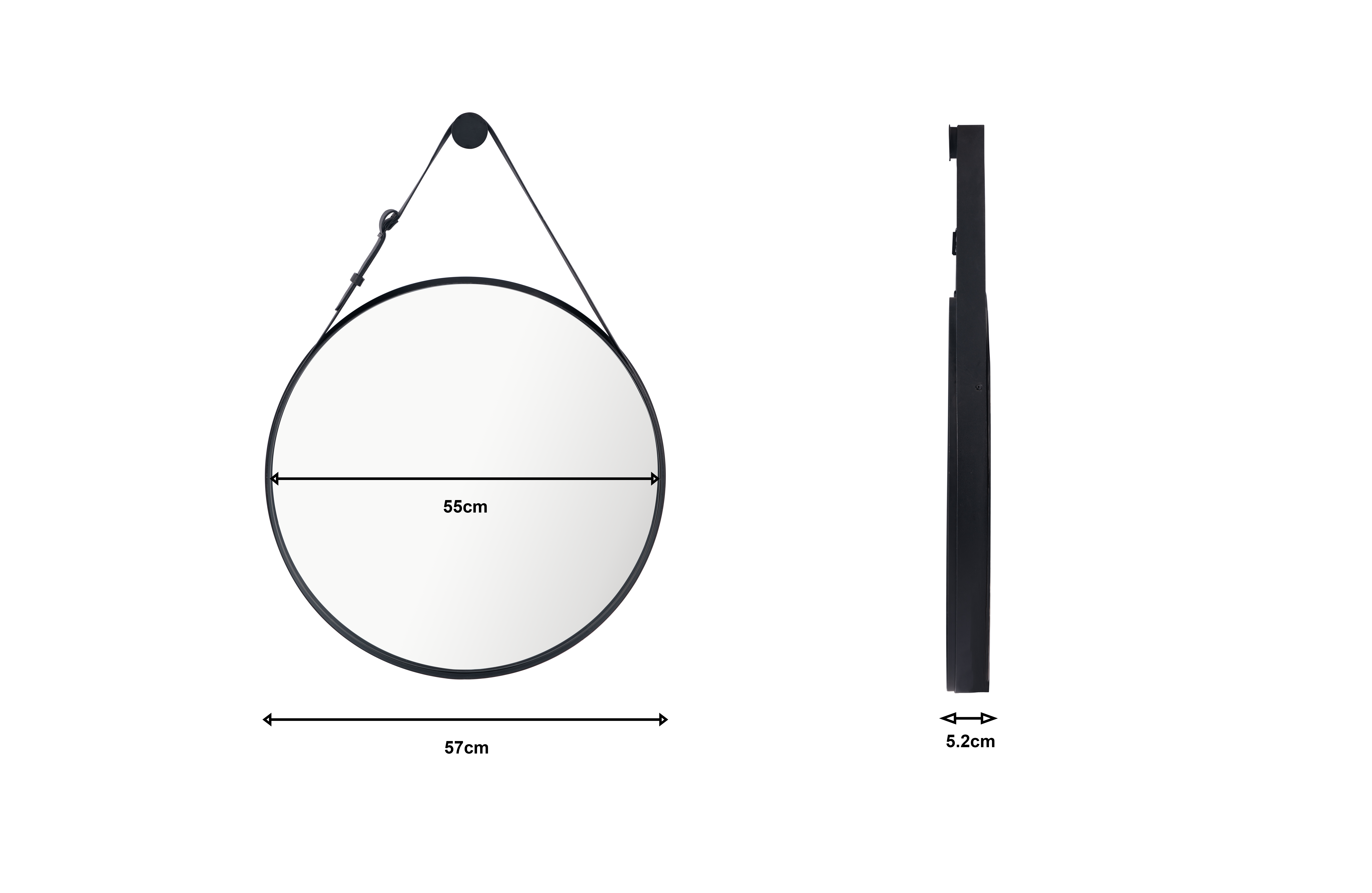 Lustro okrągłe Barbier czarne na pasku śr. 57 cm z uchwytem Inspire - 26