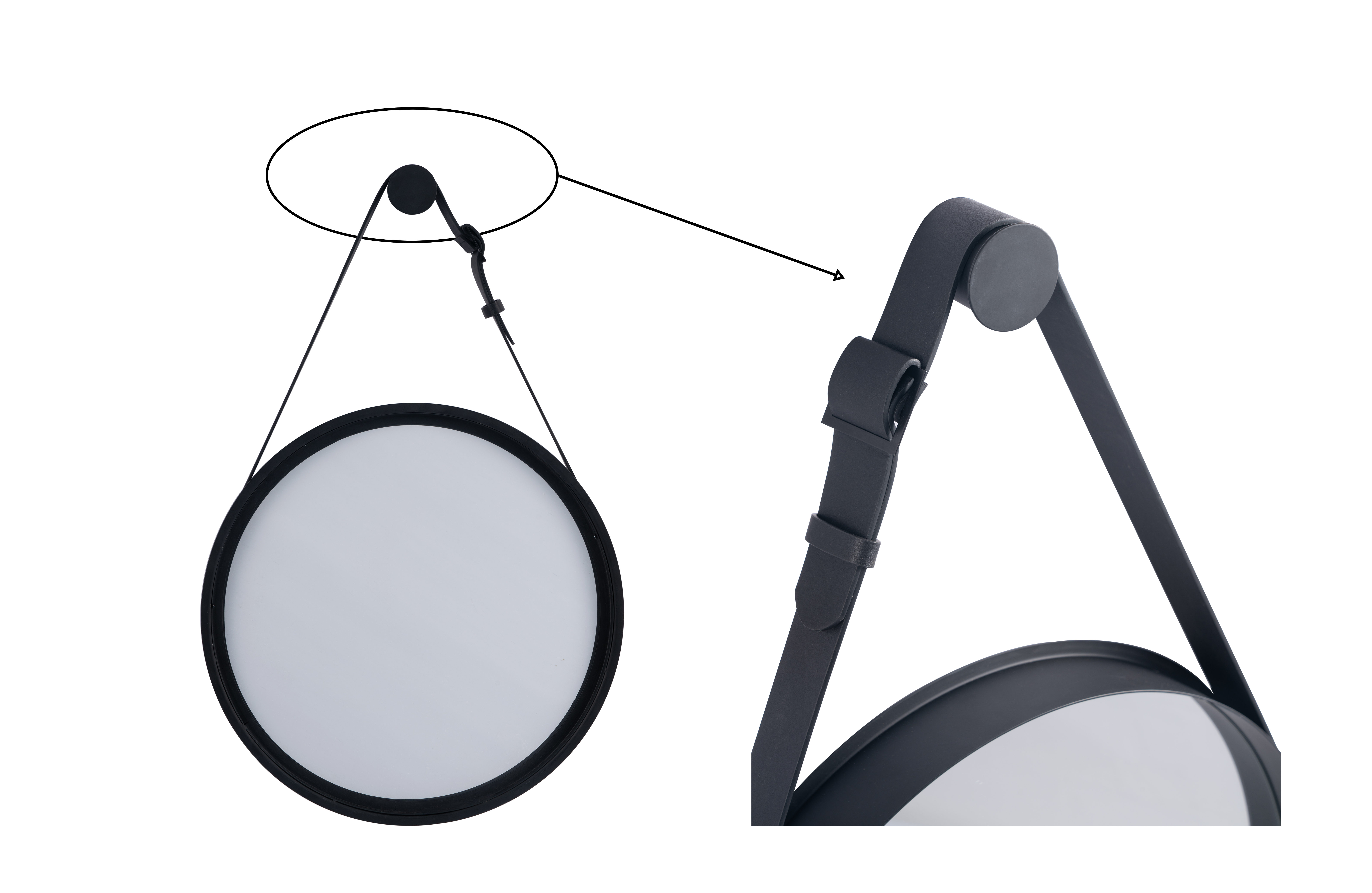 Specchio BARBIER tondo in metallo nero Ø 43 cm INSPIRE - 4