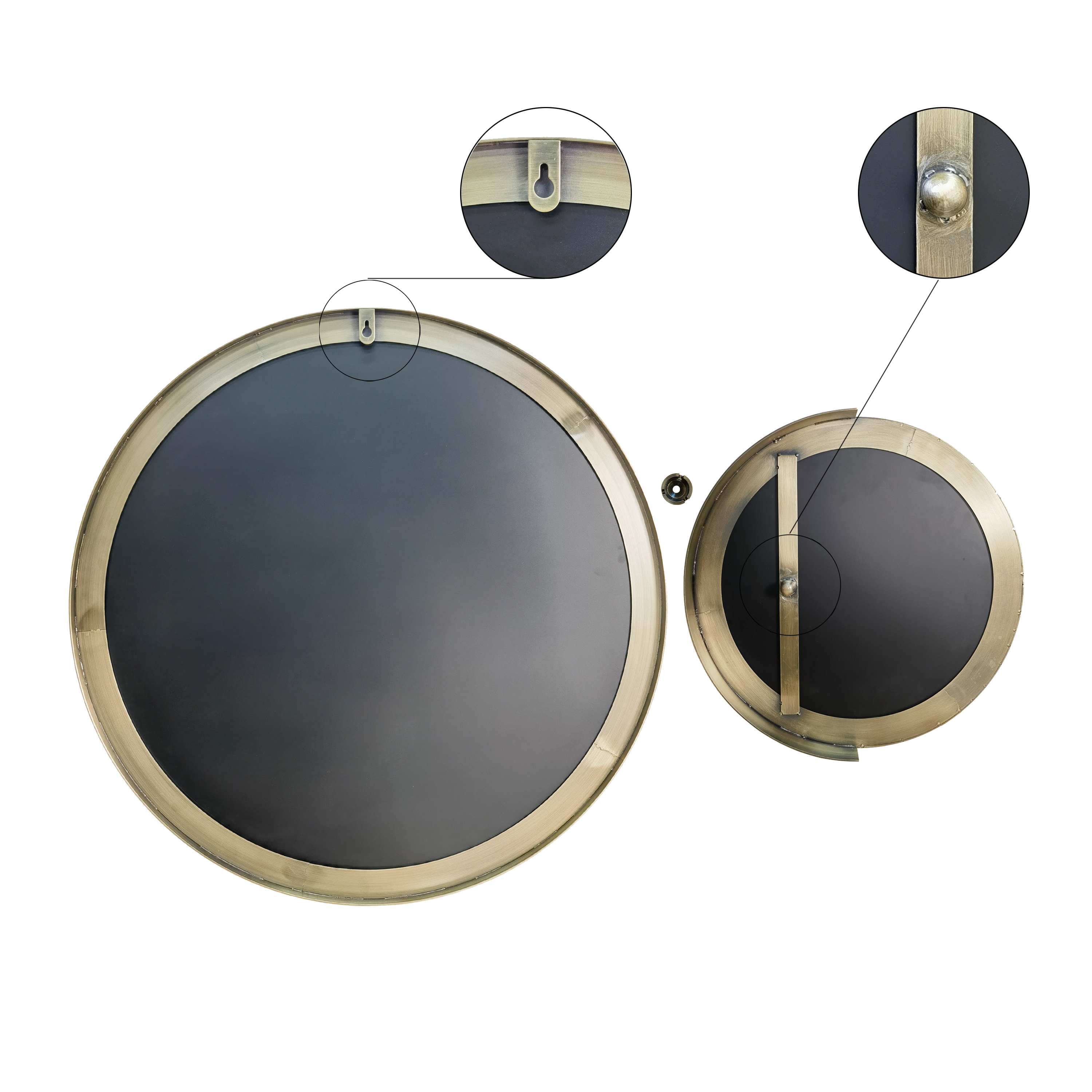 Espejo enmarcado de pared redondo Glam Pimp metal latón brillante INSPIRE de 61 cm de diámetro - 5