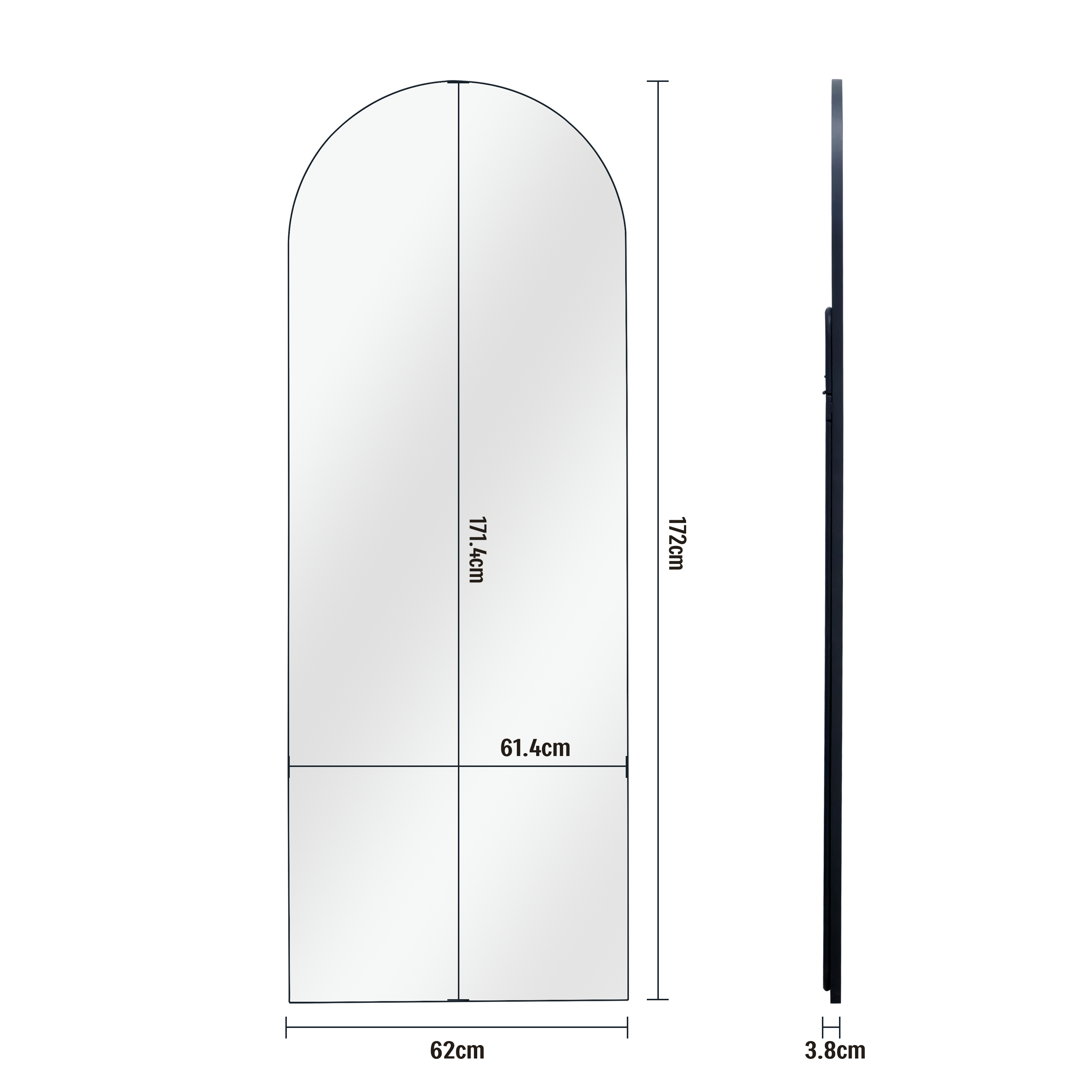 Specchio DESIGN ARCHE ovale in metallo nero 62 x 172 cm INSPIRE - 10