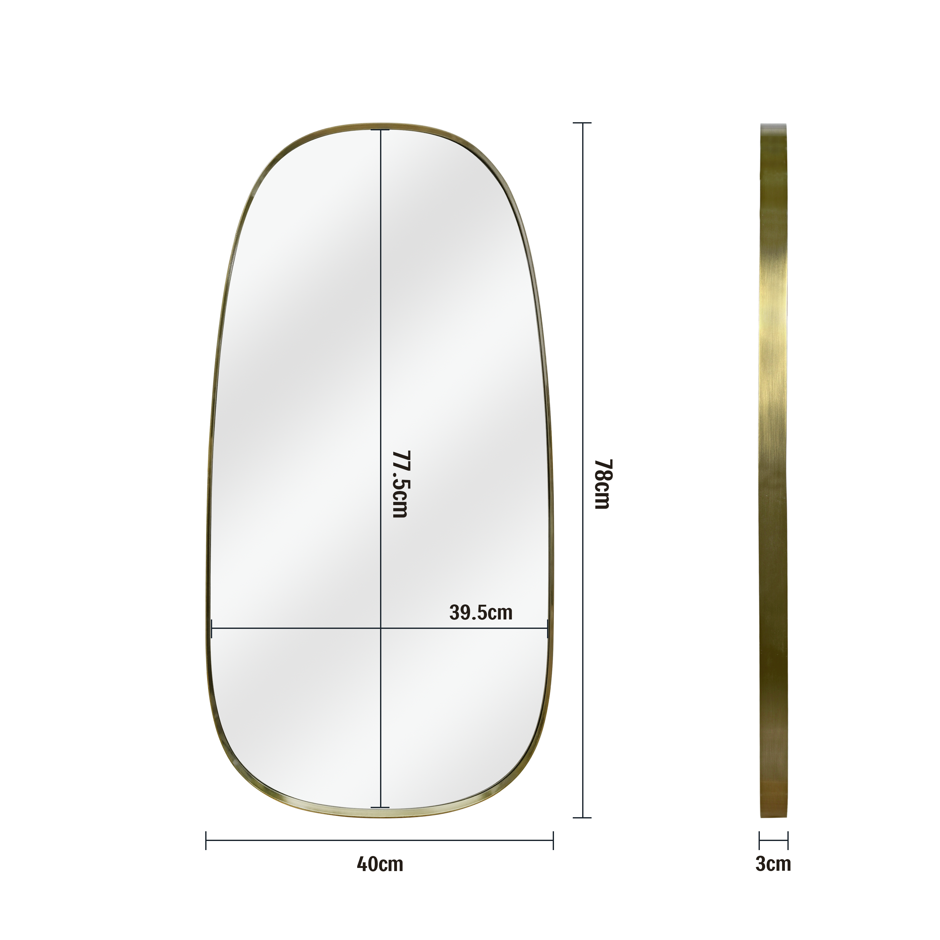 Espejo enmarcado de pared ovalado Glam metal latón brillante INSPIRE de 40 x 78 cm - 4