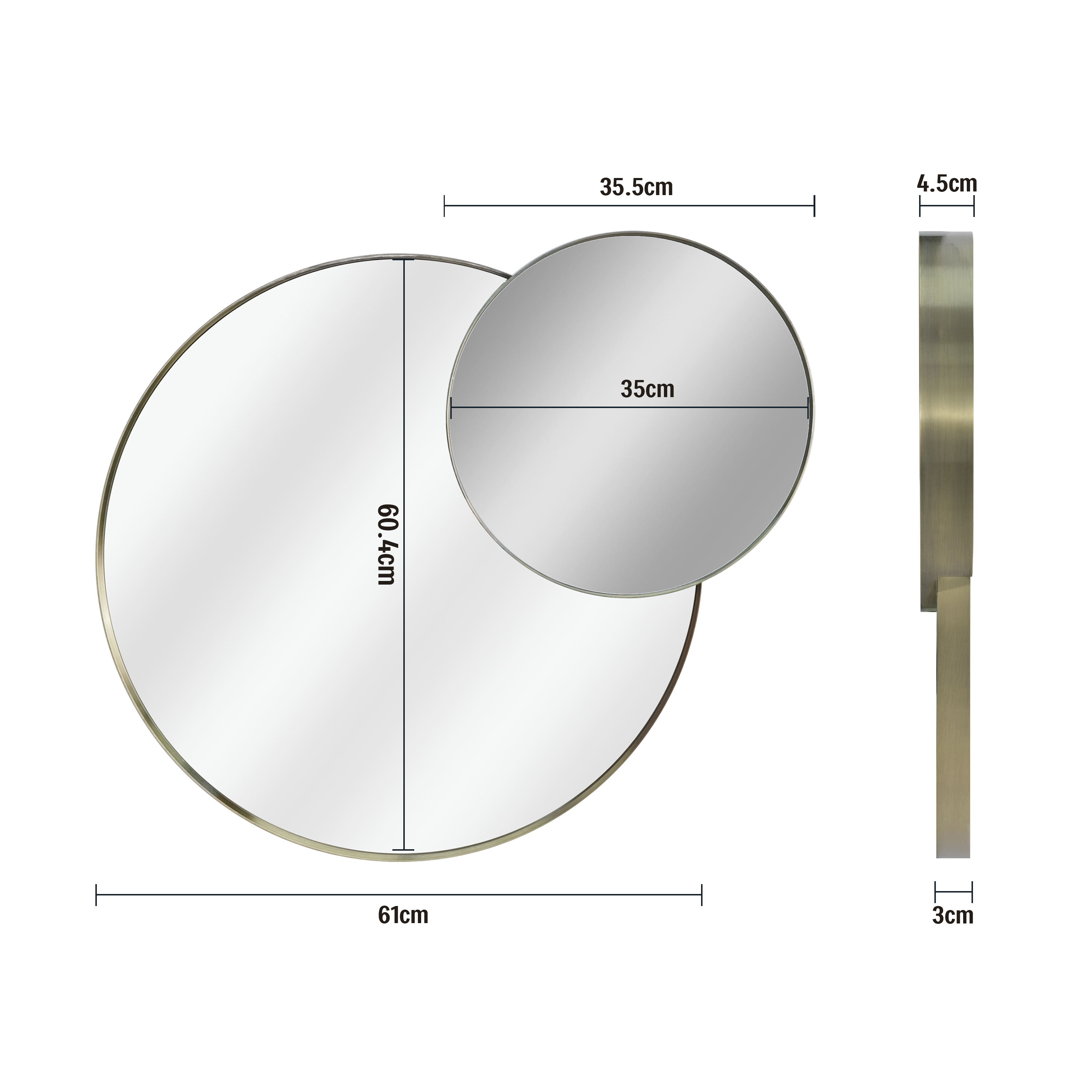 Espejo enmarcado de pared redondo Glam Pimp metal latón brillante INSPIRE de 61 cm de diámetro - 4