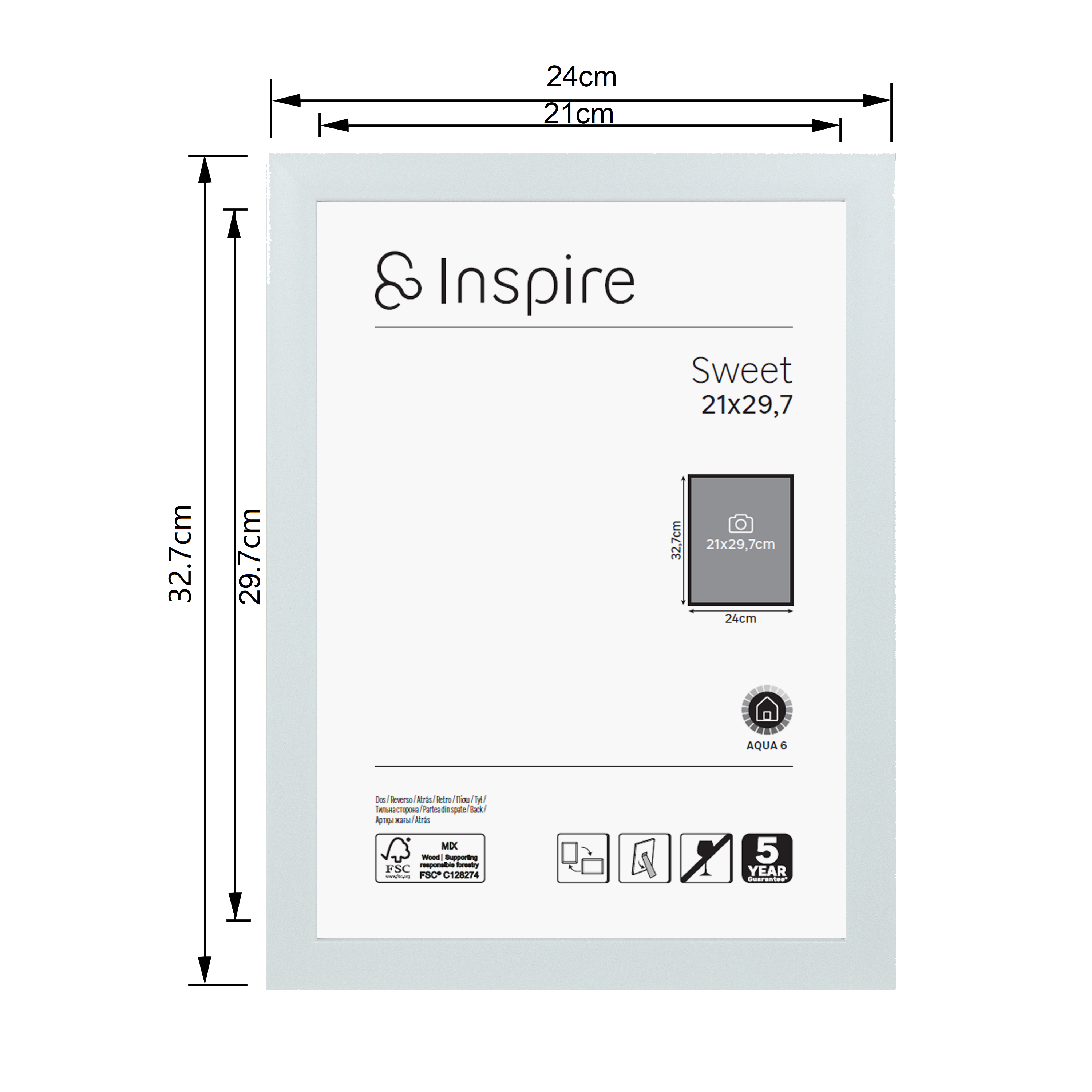 Moldura sweet 21x29.7 cm aqua 6 azul Inspire - 9