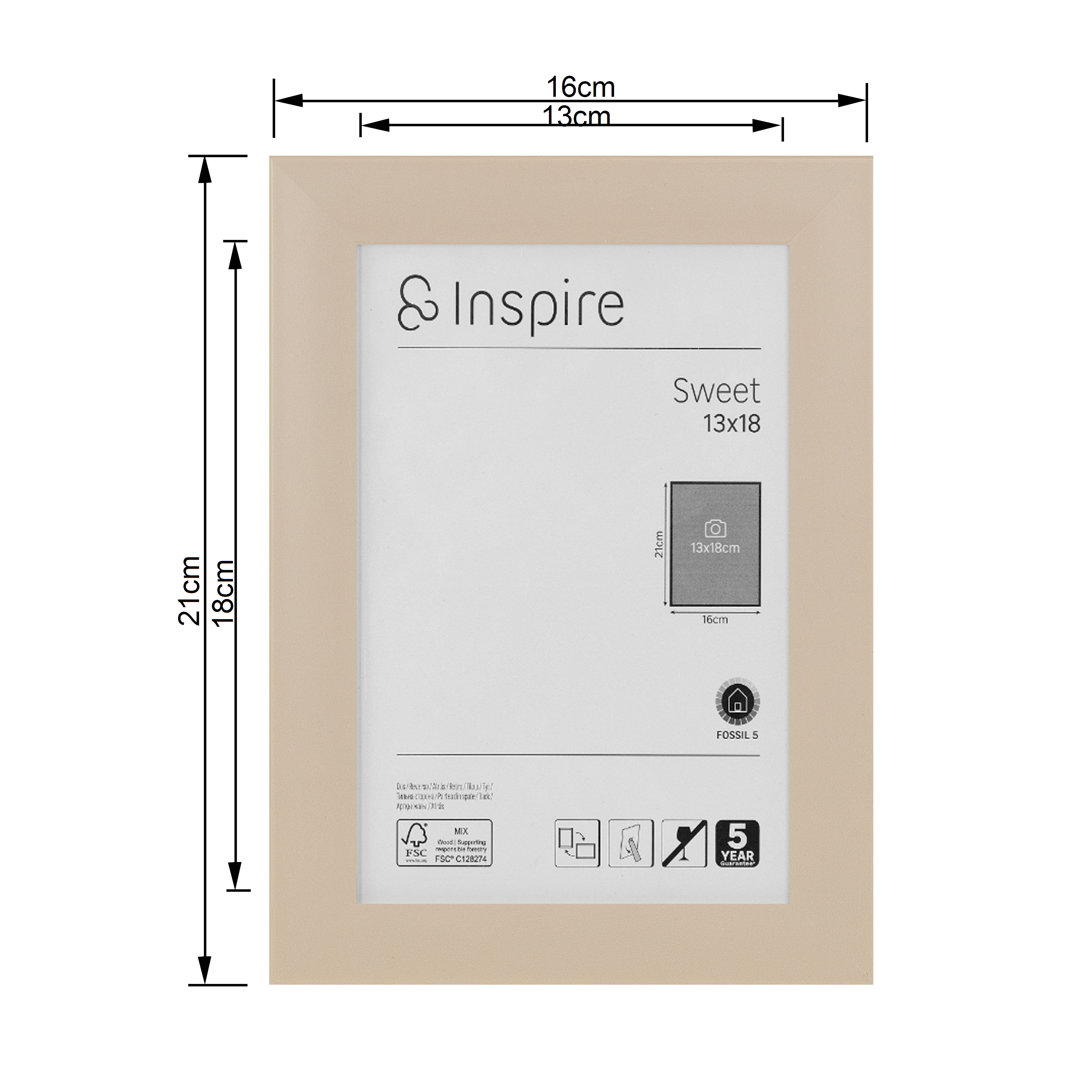 Cadre Sweet, H.18 x l.13 cm taupe, INSPIRE - 4