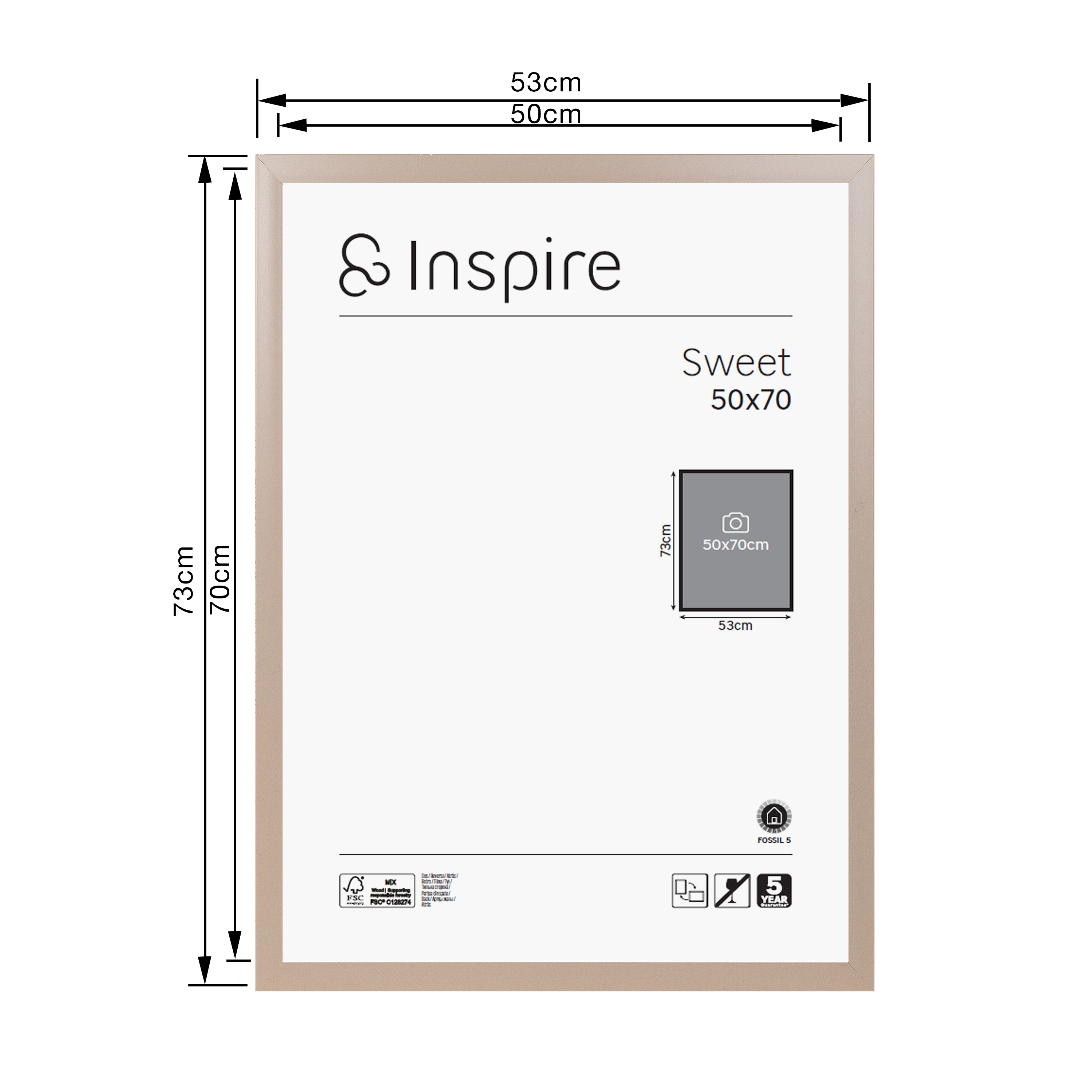 Moldura sweet 50x70 cm fossil 5 castanho Inspire - 9