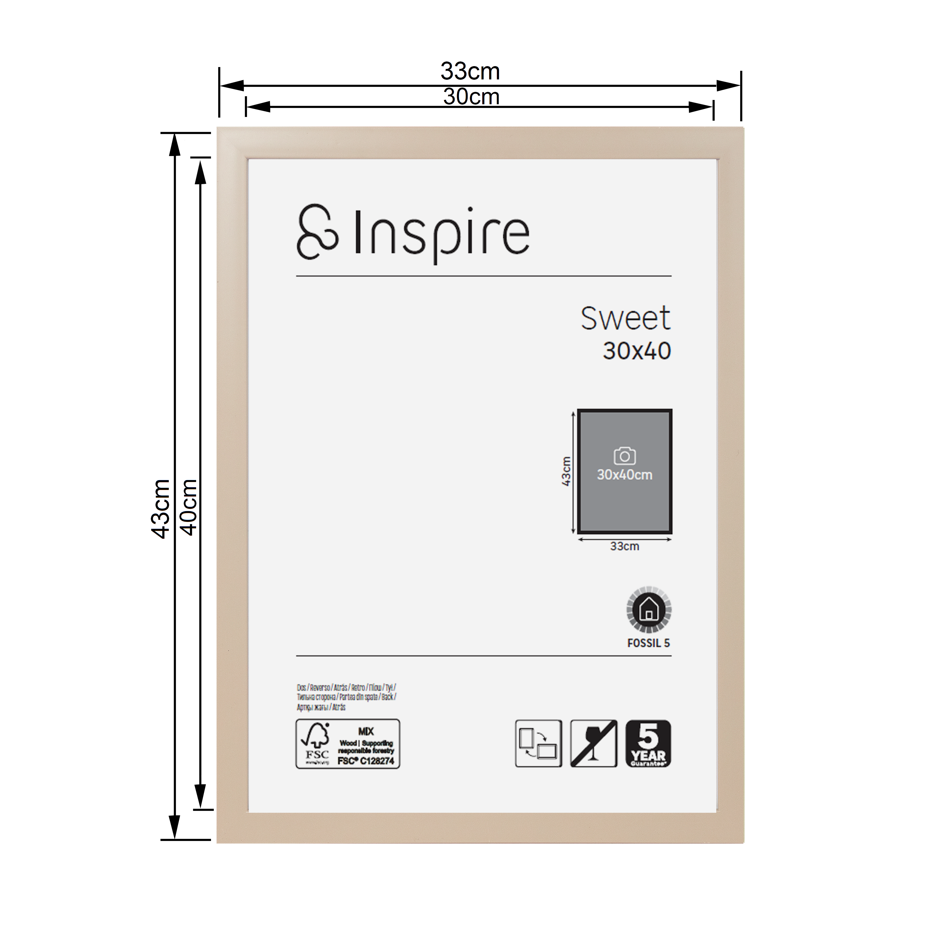 Cadre Sweet, H.40 x l.30 cm taupe, INSPIRE - 4