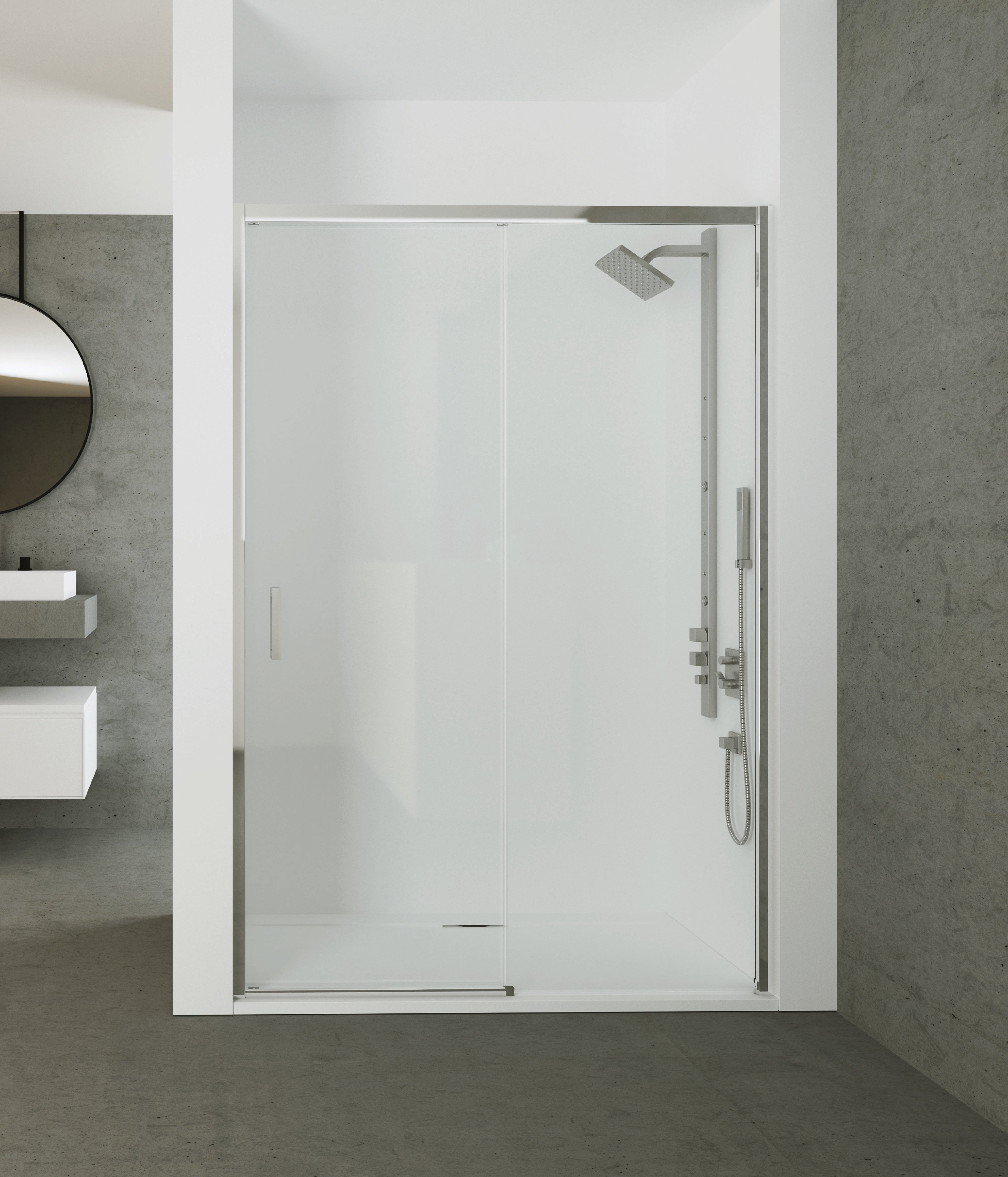 Porta de duche porta+frontal 160X200cm transparente cromado Leci B - 2