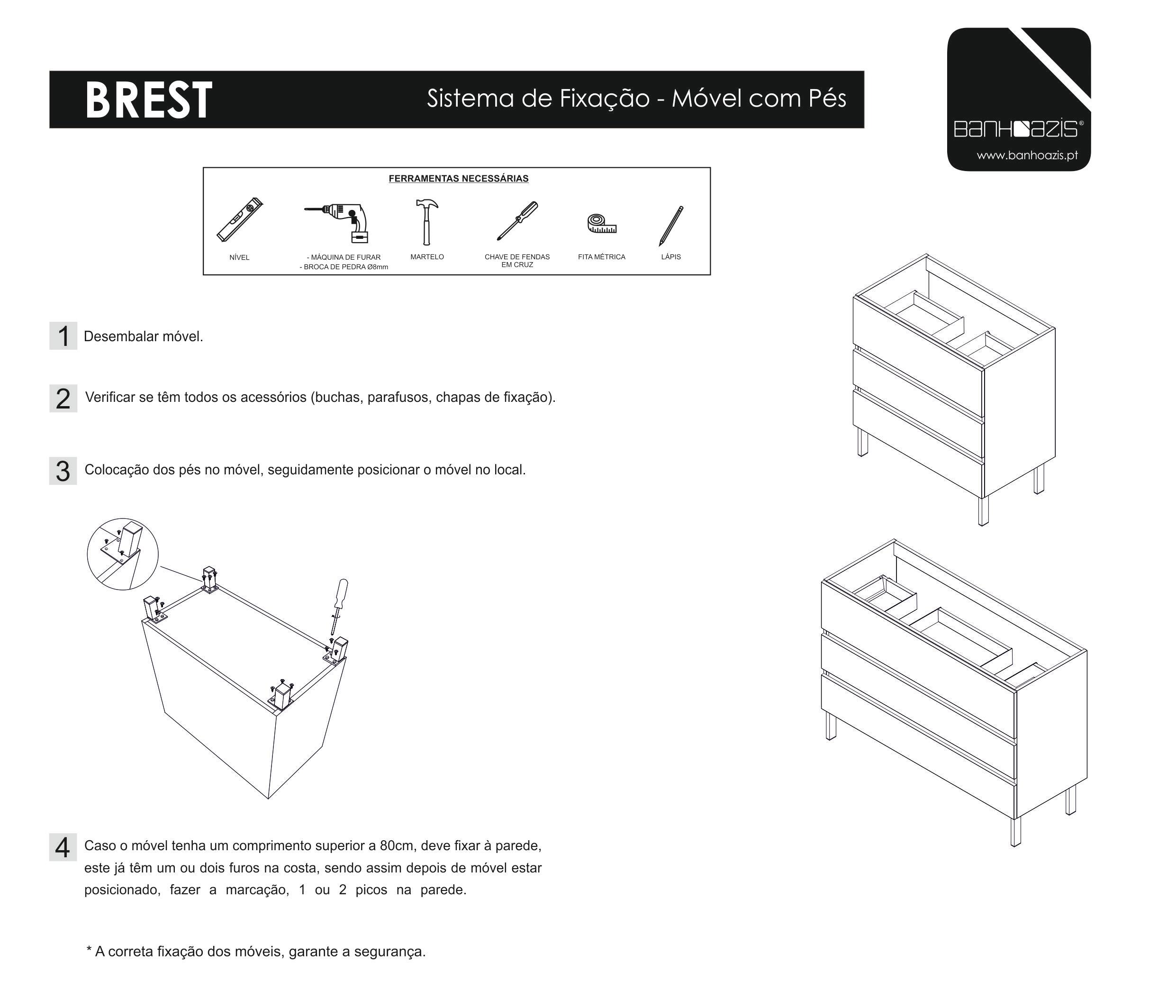 Móvel de casa de banho 120x46x84 cm branco Brest - 5