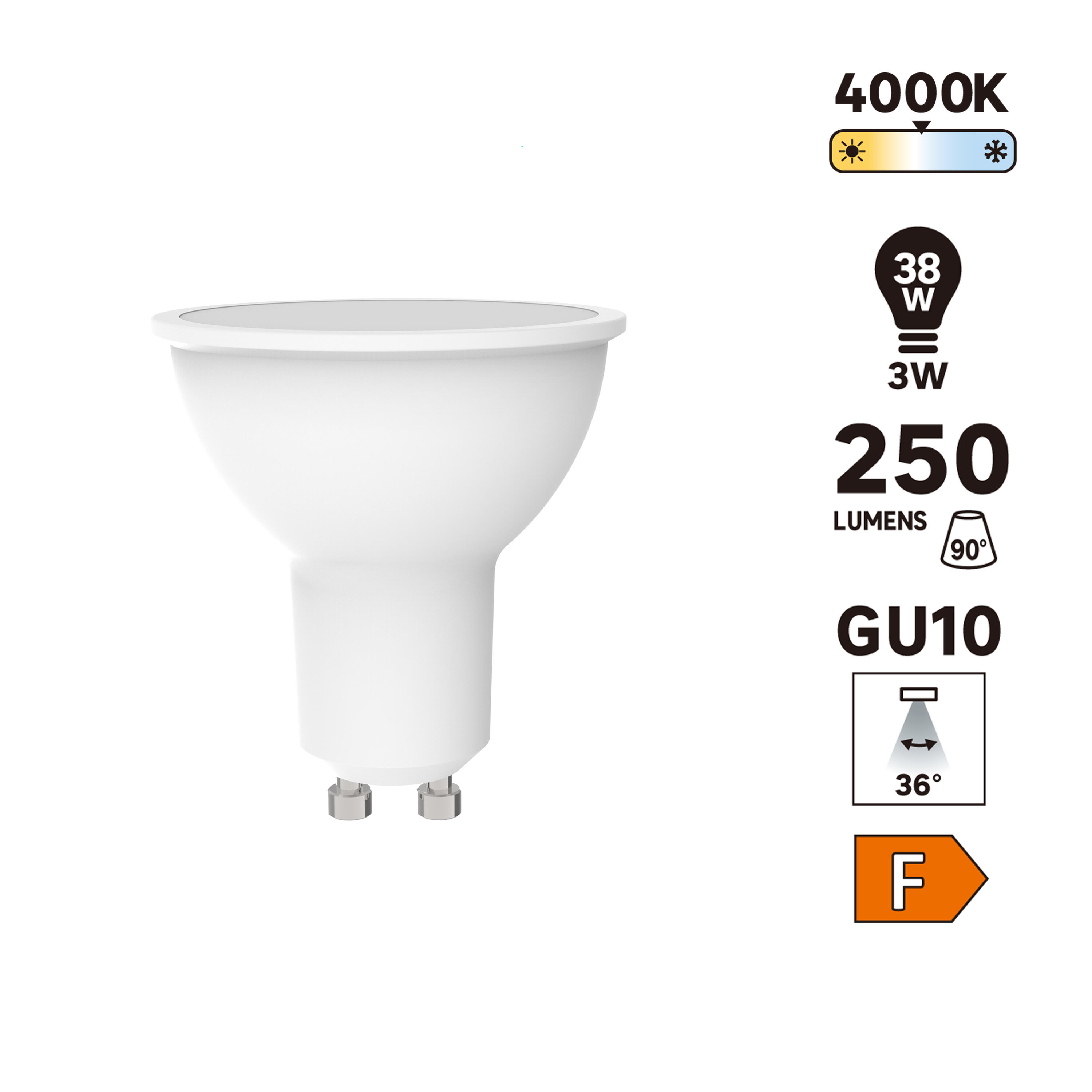 Lâmpada led GU10 36D 250 lm 4000k 15kH - 5