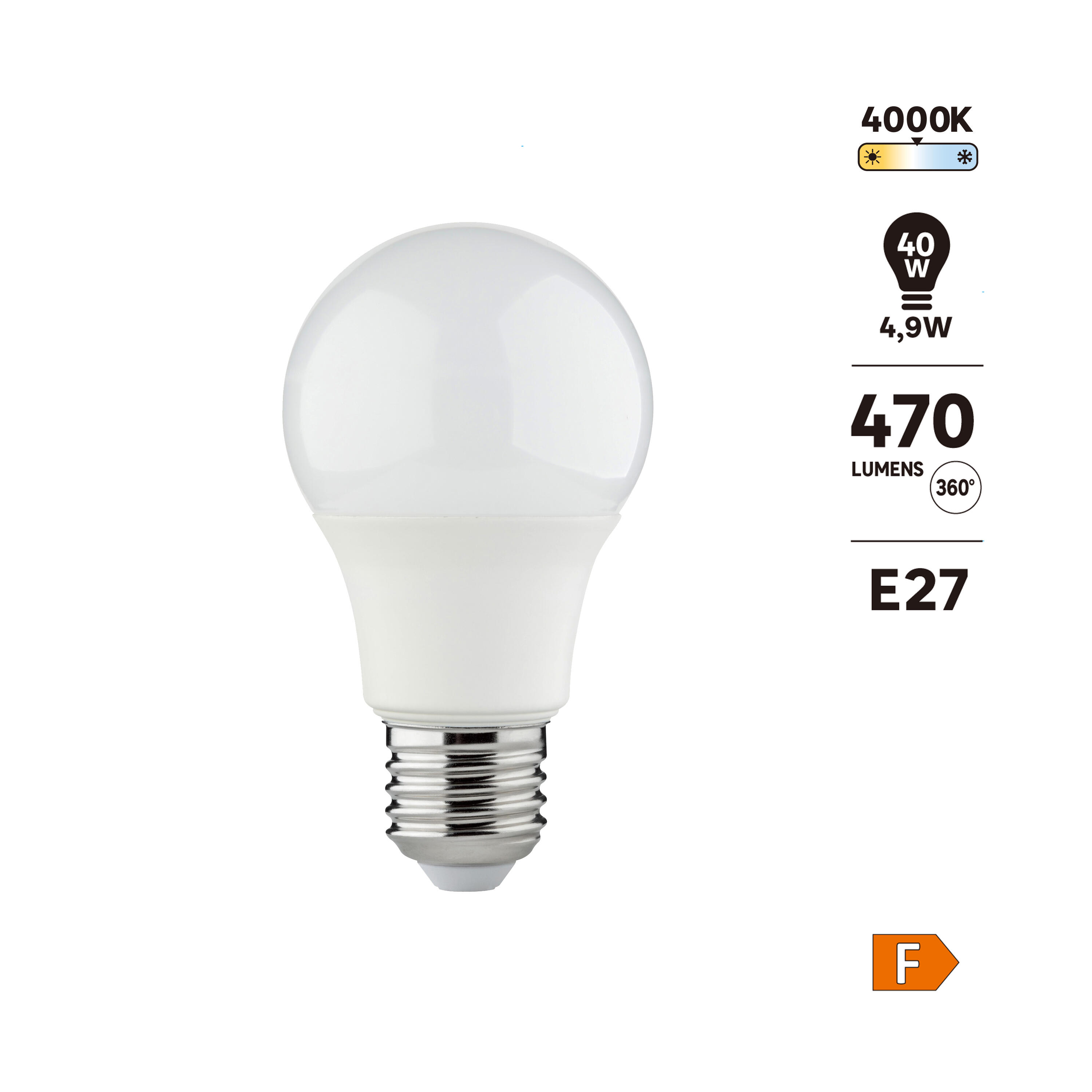 Żarówka LED E27 4,9 W 470 lm Neutralna biel - 4