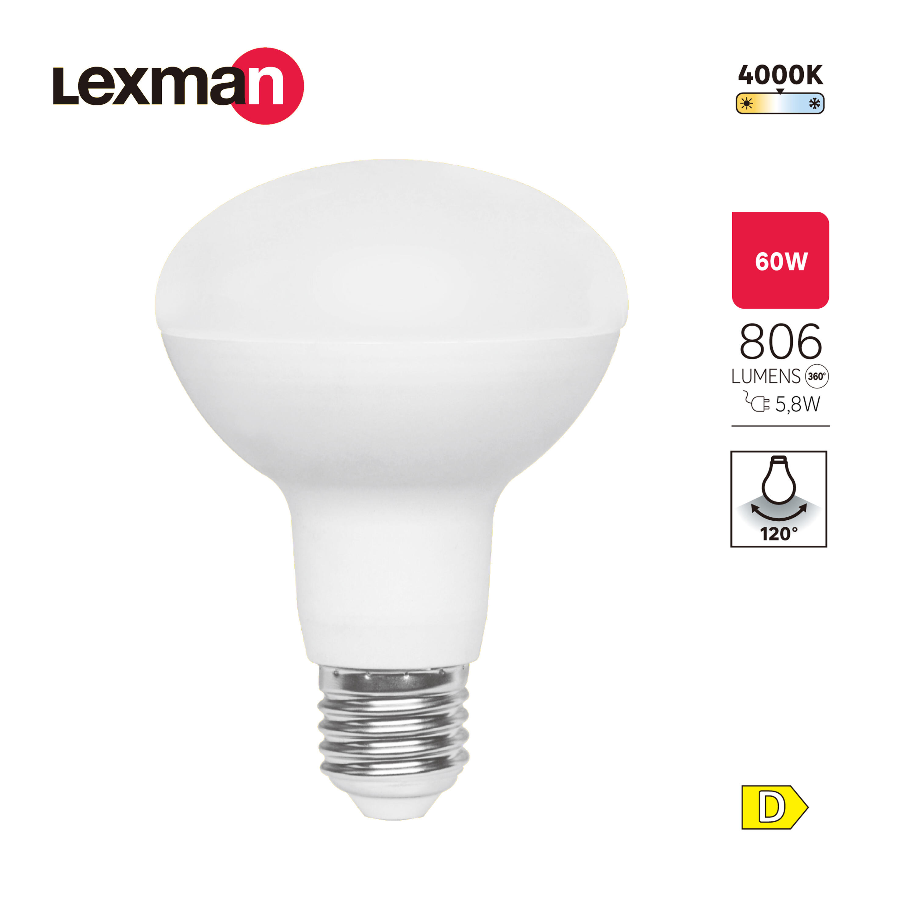 Żarówka LED E27 7,2 W 806 lm Neutralna biel Lexman - 4