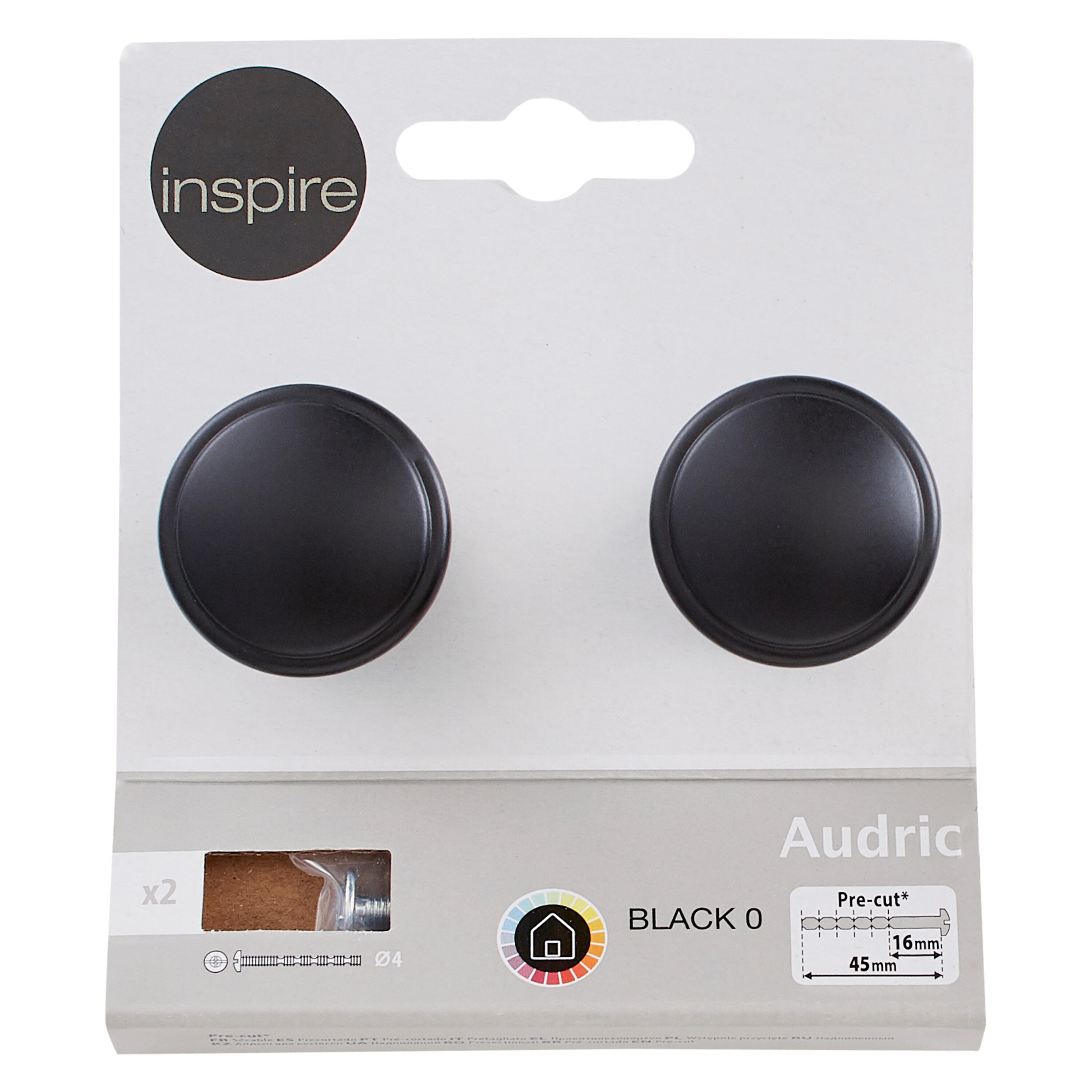 2 boutons de meuble ronds Audric, zamak noir verni, Diam.30.5 mm - 3