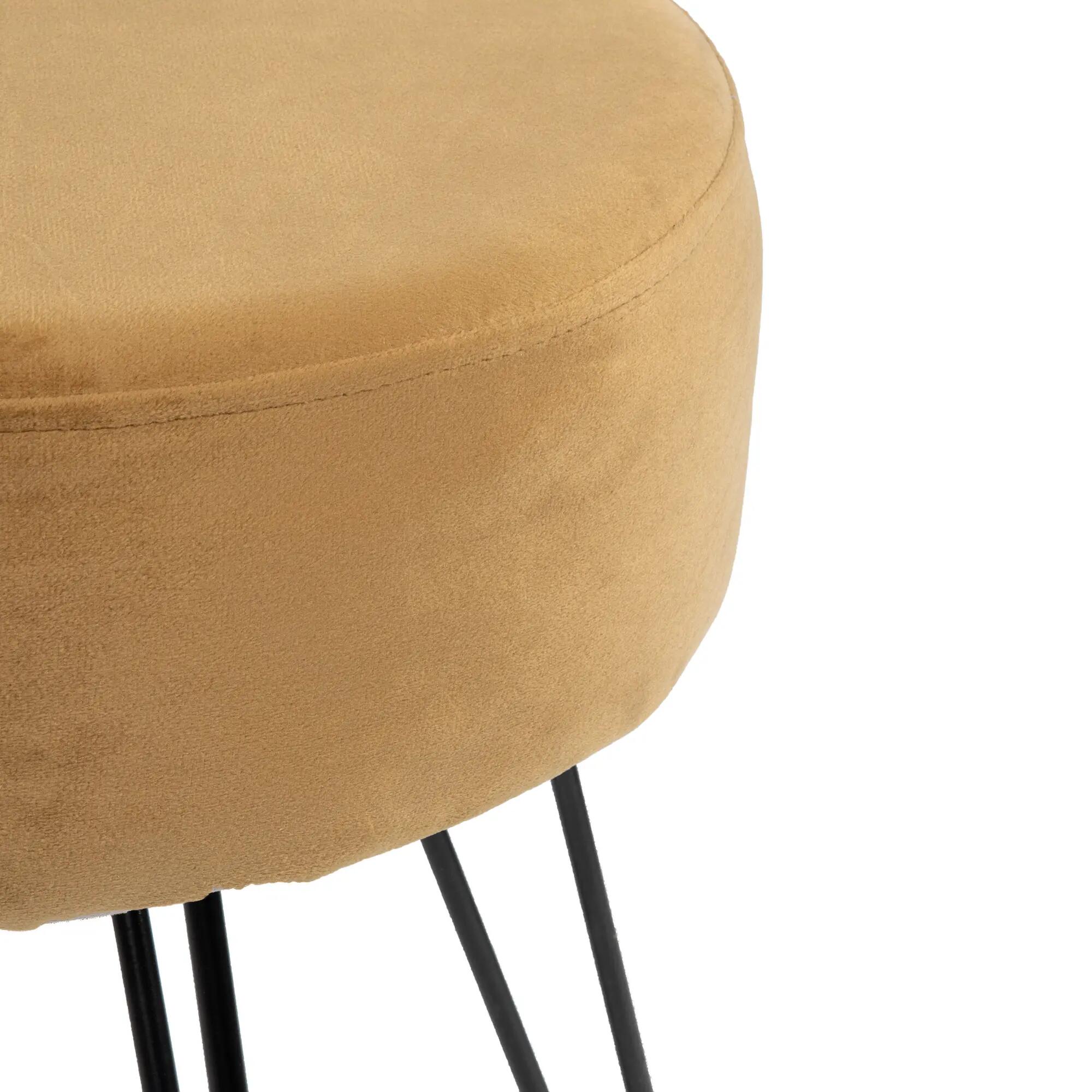 Puff decorativo  cilíndrico Terciopelo Arena Y Metal Negro arena 34x40x34cm - 5