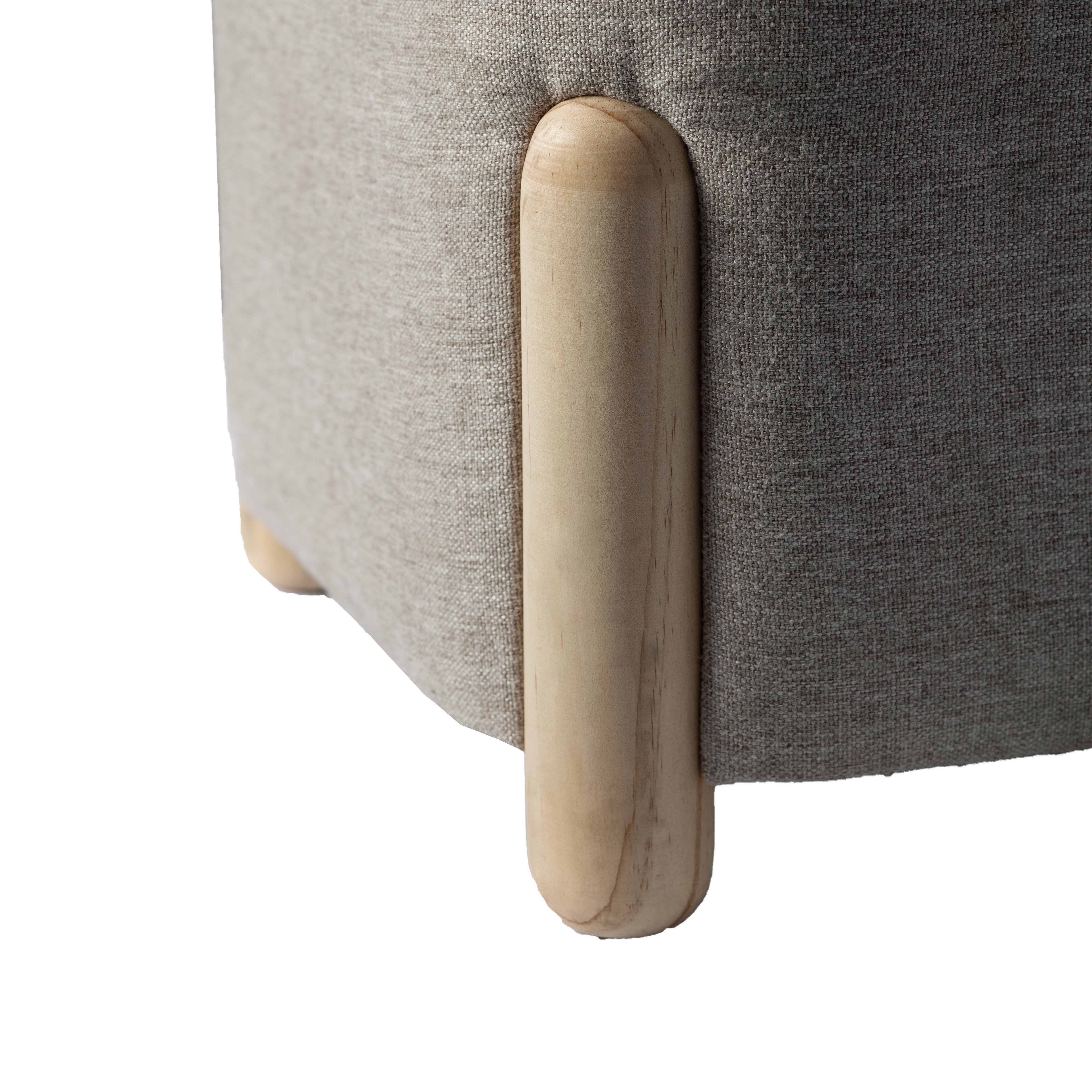 Puff decorativo cuadrado Cubo gris y madera 34x38x34cm - 3