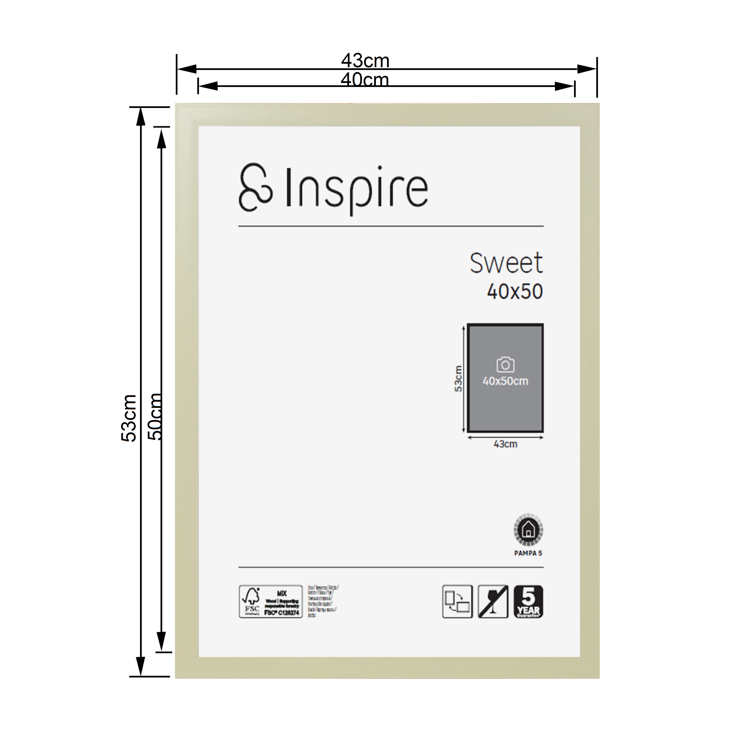 Cadre Sweet, H.50 x l.40 cm vert, INSPIRE - 3