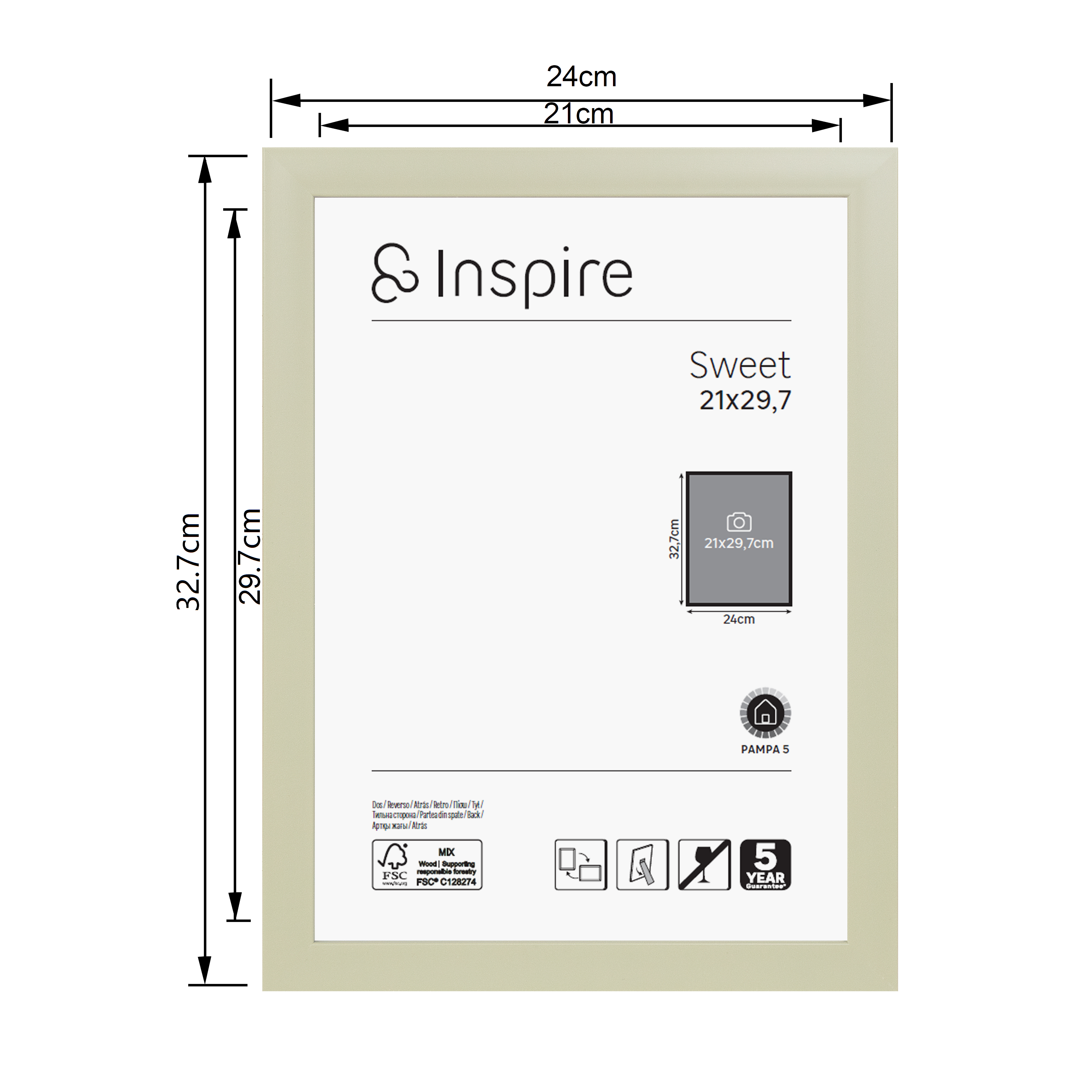 Cadre Sweet, H.29.7 x l.21 cm vert, INSPIRE - 3