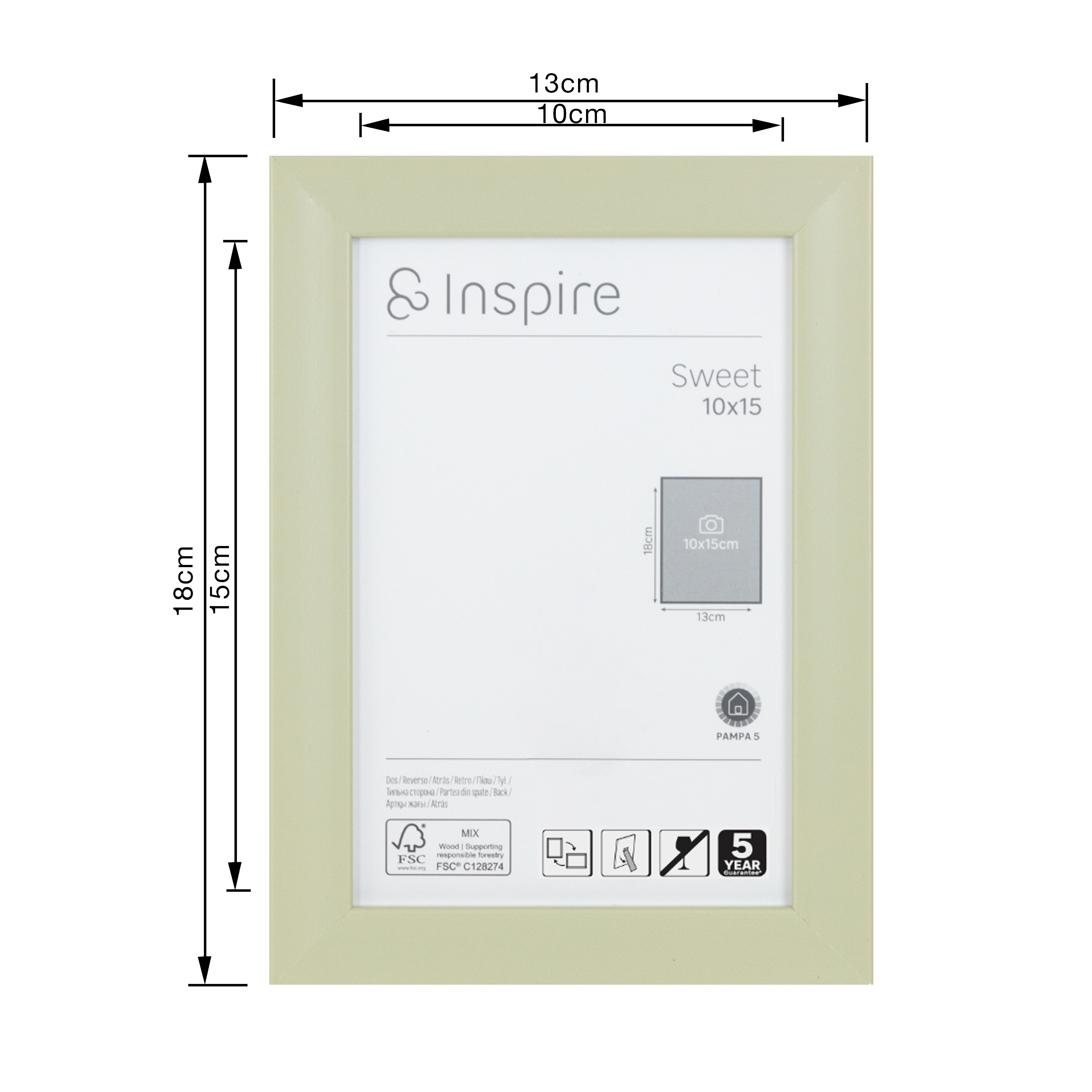 Cadre Sweet, H.15 x l.10 cm vert, INSPIRE - 3