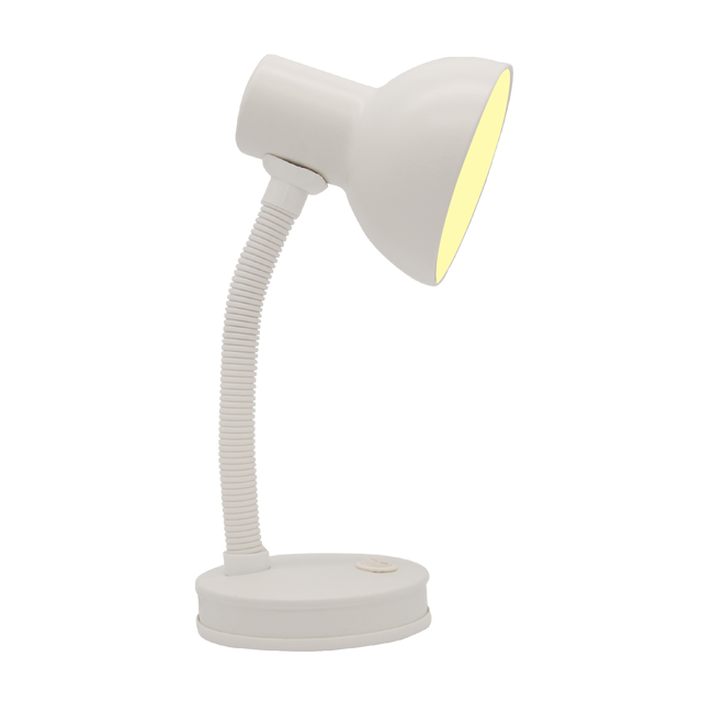 Flexo para escritorio compatible con casquillo E27 Buro INSPIRE con estructura blanca alimentación a red