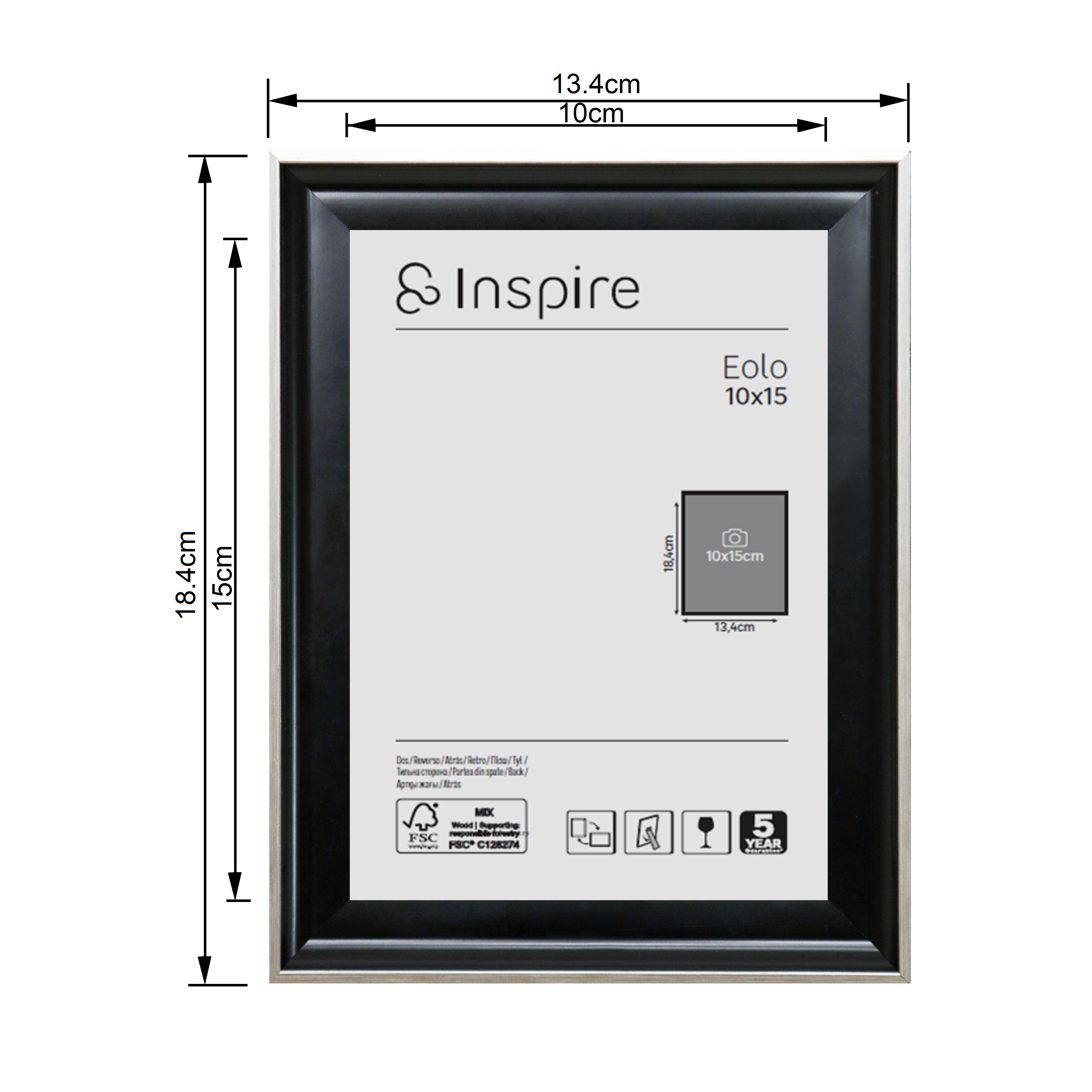 Cadre Eolo, H.15 x l.10 cm noir, INSPIRE - 3