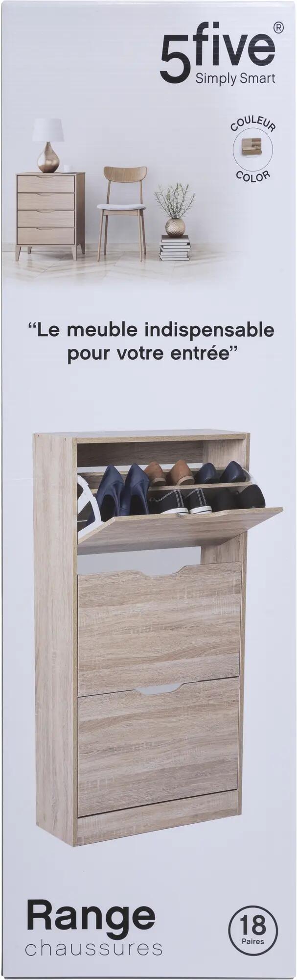 Scarpiera Paulette 3 ante doppia profondità L 60 x H 119.5 x P 23.3 cm 18 paia, rovere naturale - 7