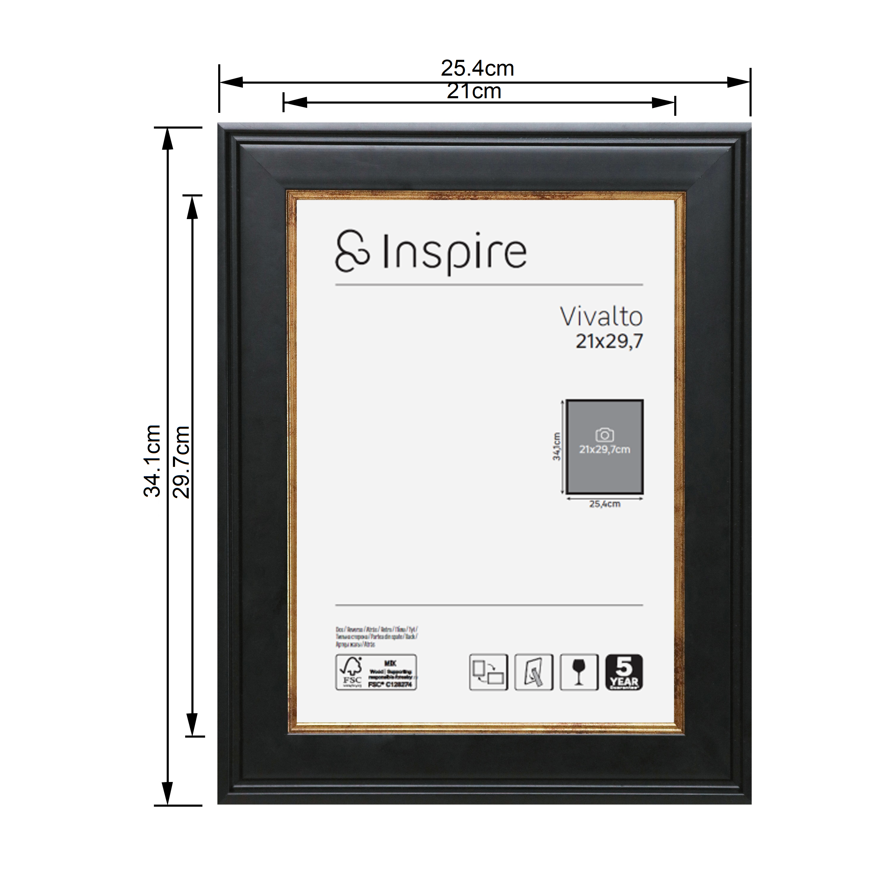 Moldura vival 21x29.7 cm preto Inspire - 8