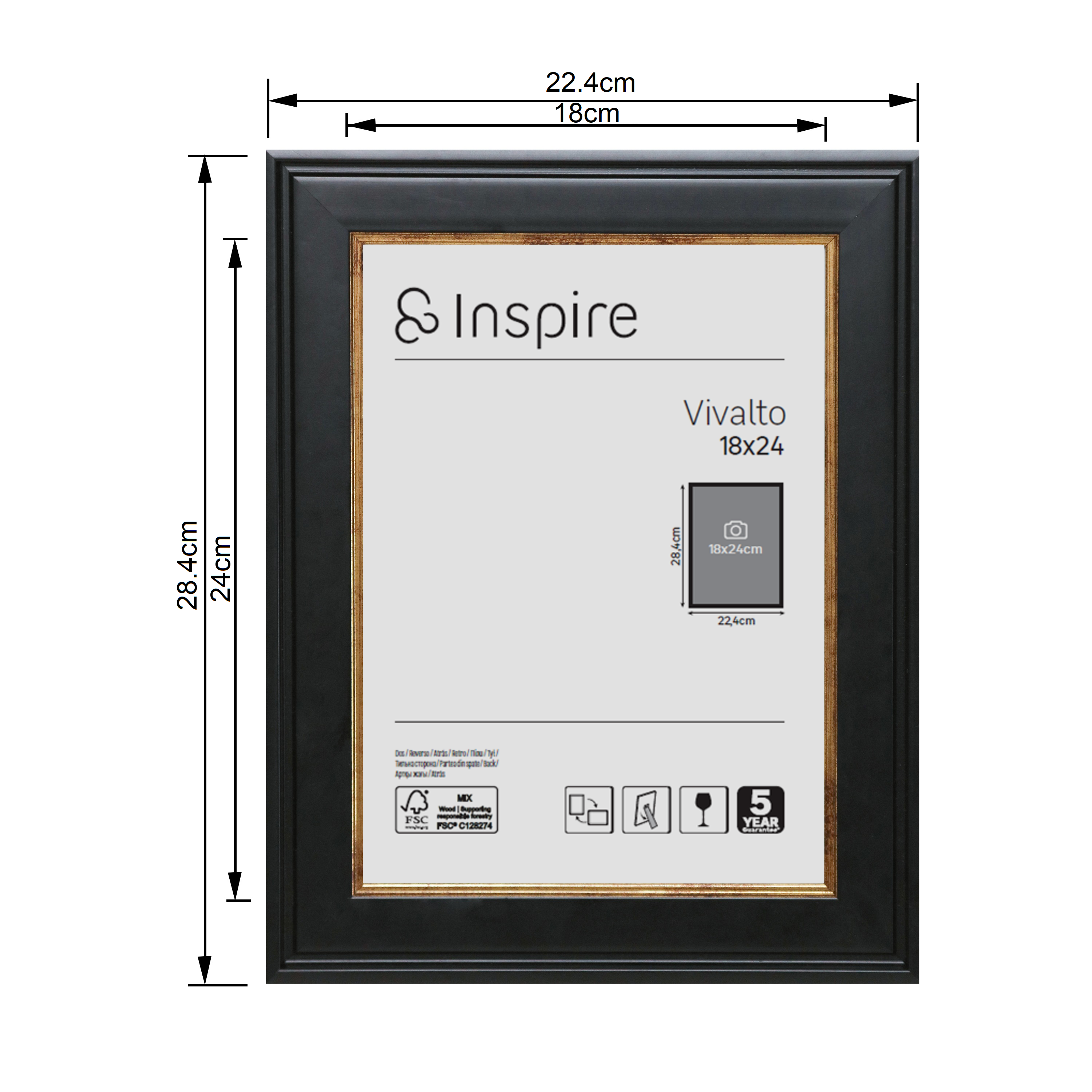 Cadre Vivalto, H.24 x l.18 cm noir, INSPIRE - 3