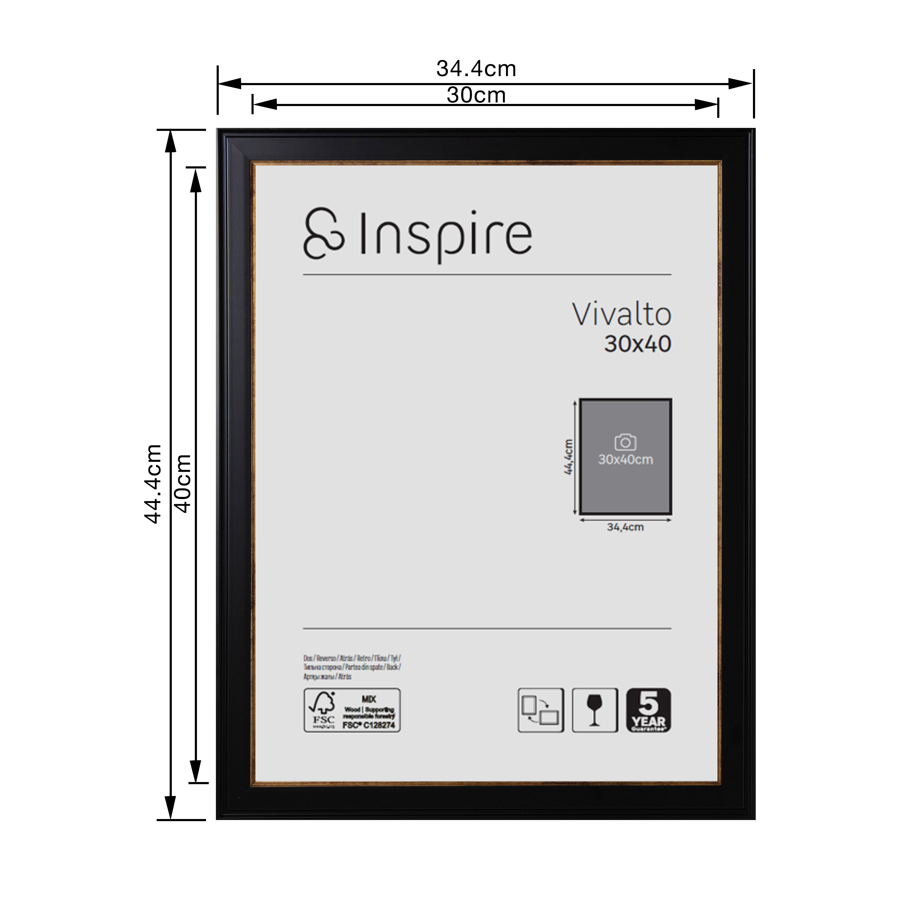 Moldura vival 30x40 cm preto Inspire - 8