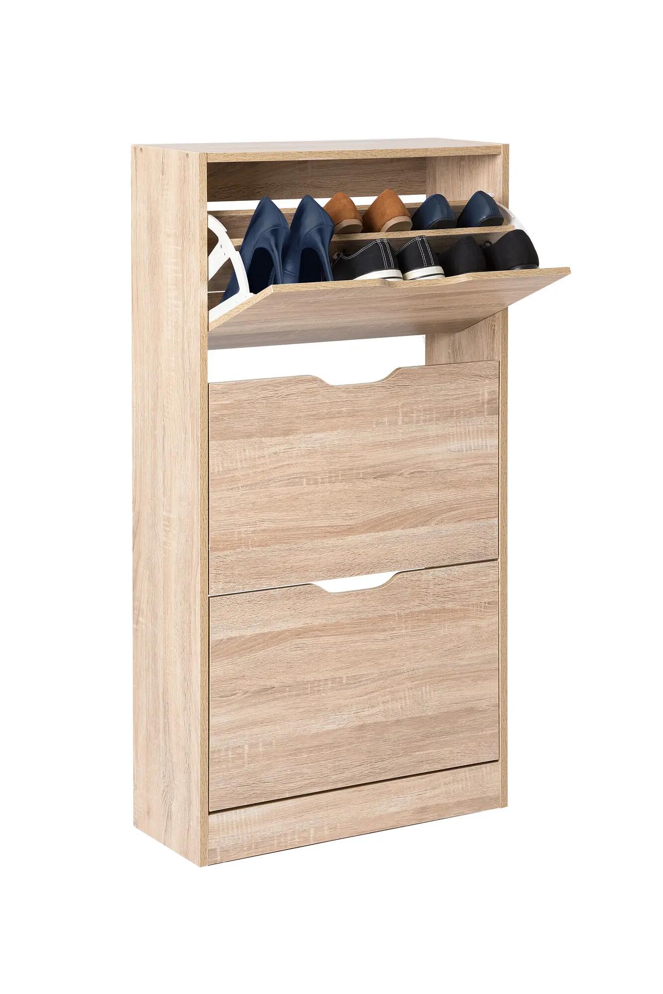 Scarpiera Paulette 3 ante doppia profondità L 60 x H 119.5 x P 23.3 cm 18 paia, rovere naturale - 5