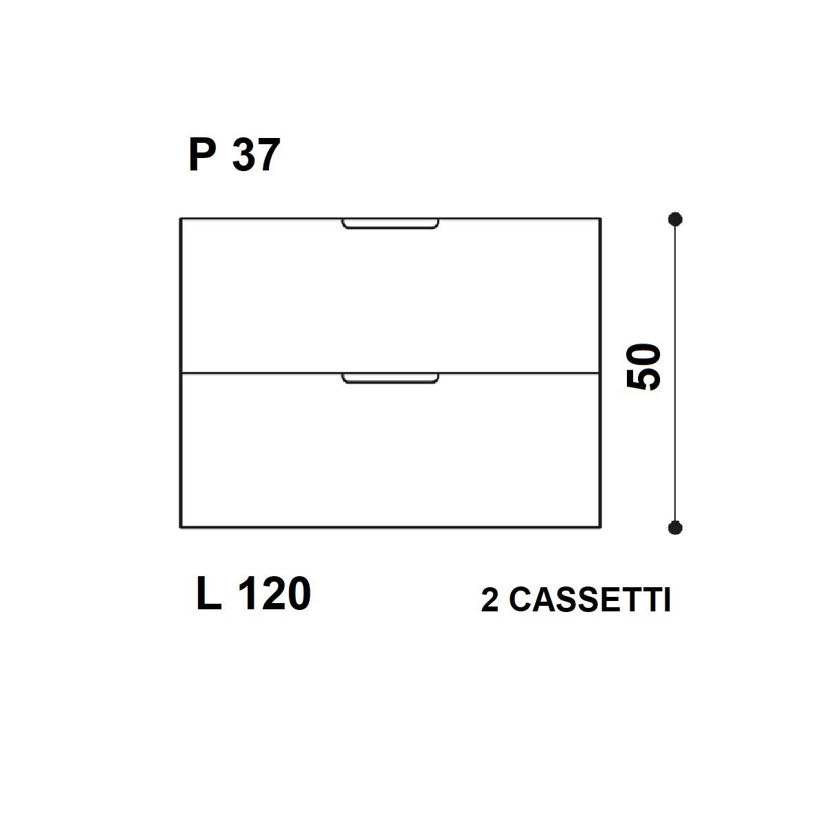 Mobile da bagno sospeso sotto lavabo L 120 x H 50 x P 37 cm bianco, 2 cassetti Linea - 3
