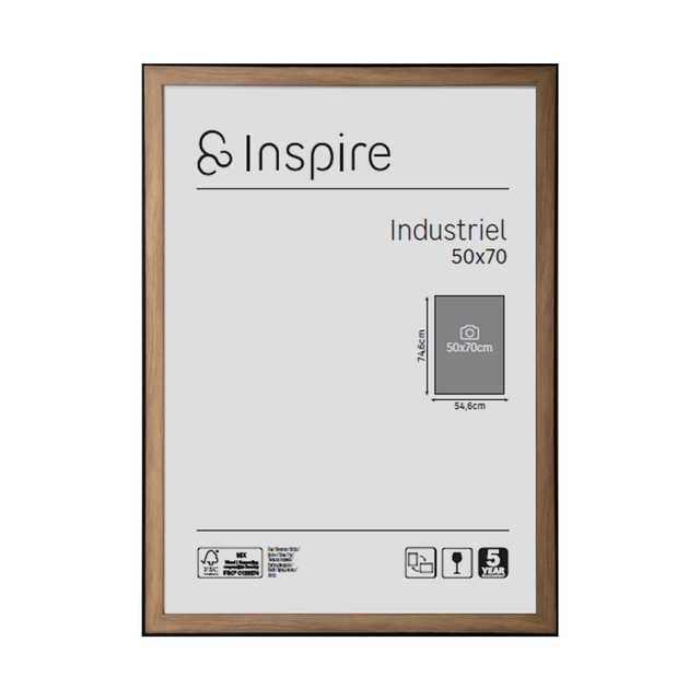 Ramka na zdjęcia Industriel orzech 50 x 70 cm czarno-brązowa Inspire