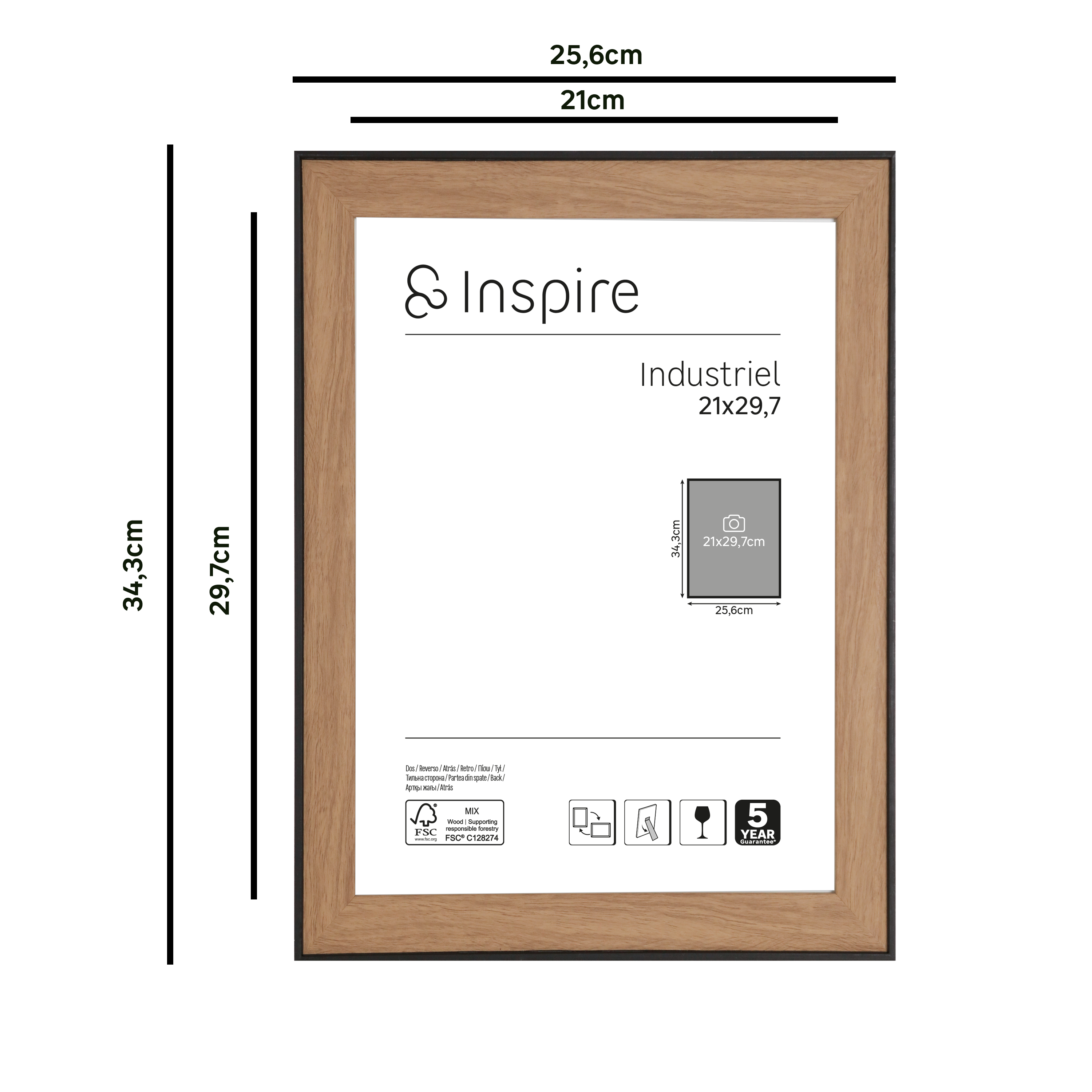 Moldura industriel 21x29,7 cm walnut Inspire - 8