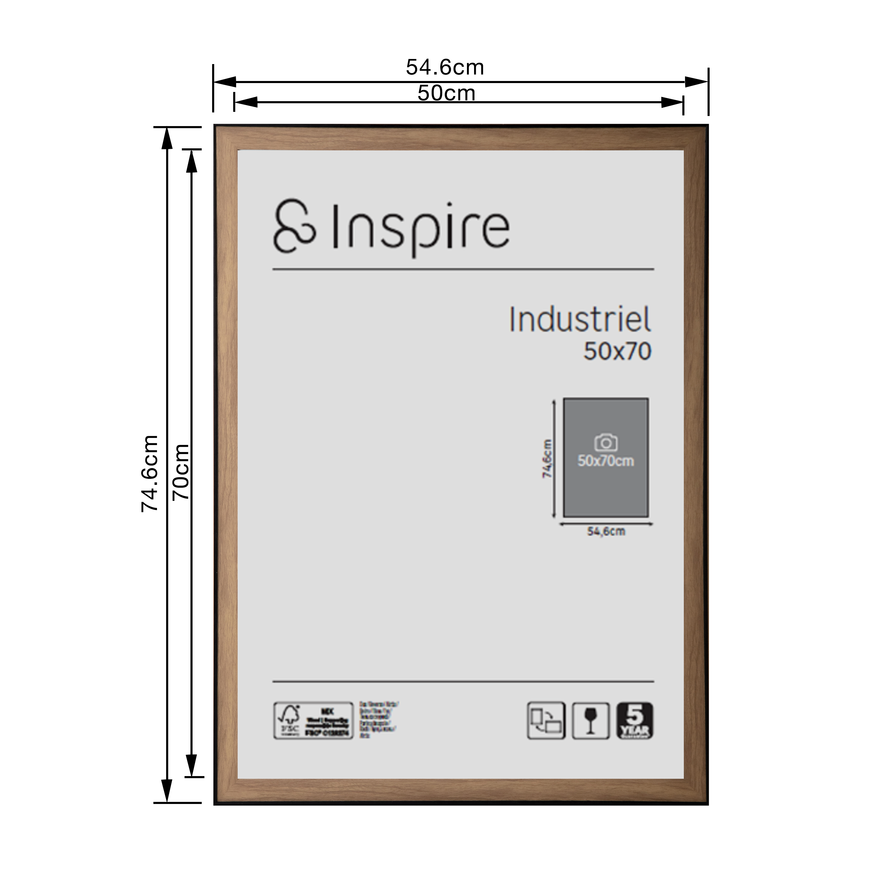 Moldura 50x70 cm castanho Inspire Walnut - 8