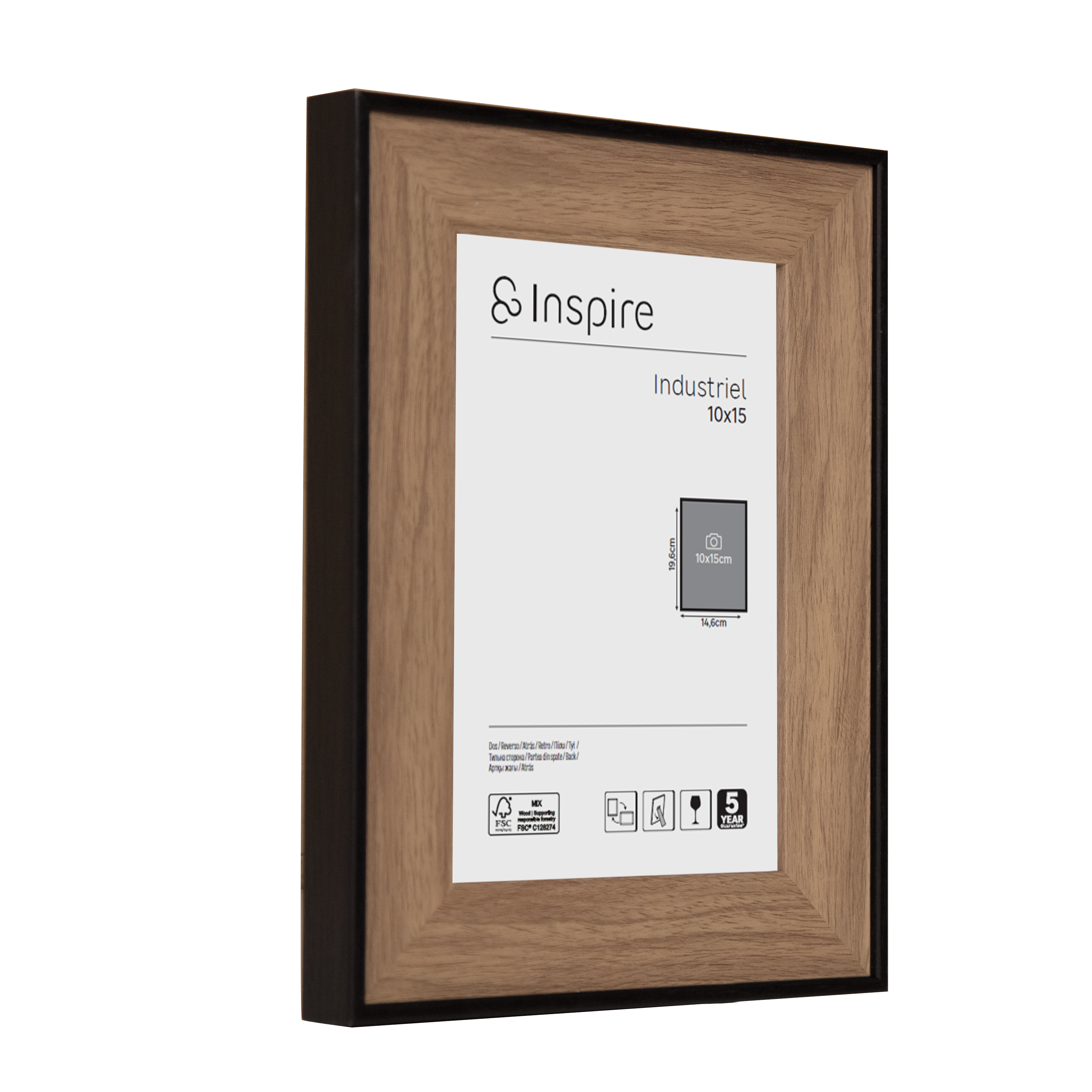 Moldura industriel 10x15 cm castanho Inspire Walnut - 23