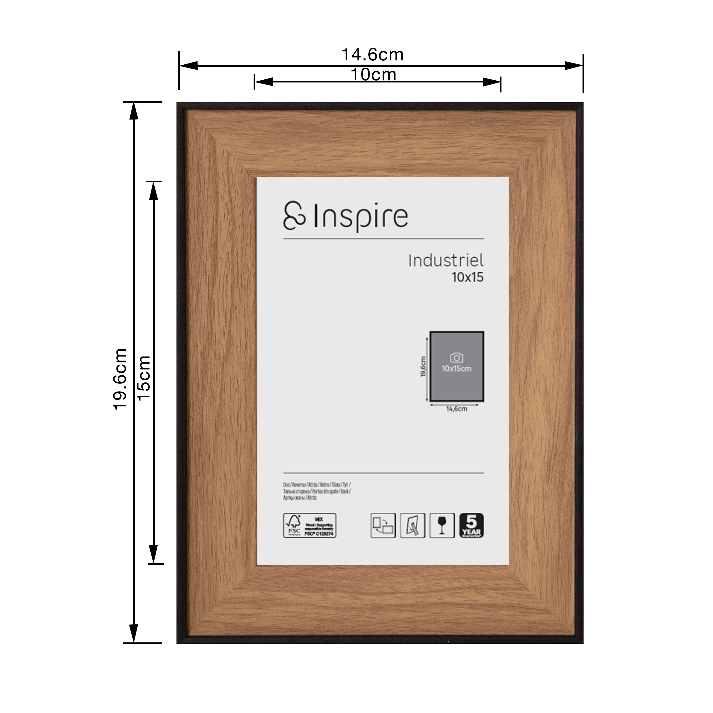 Moldura industriel 10x15 cm castanho Inspire Walnut - 7