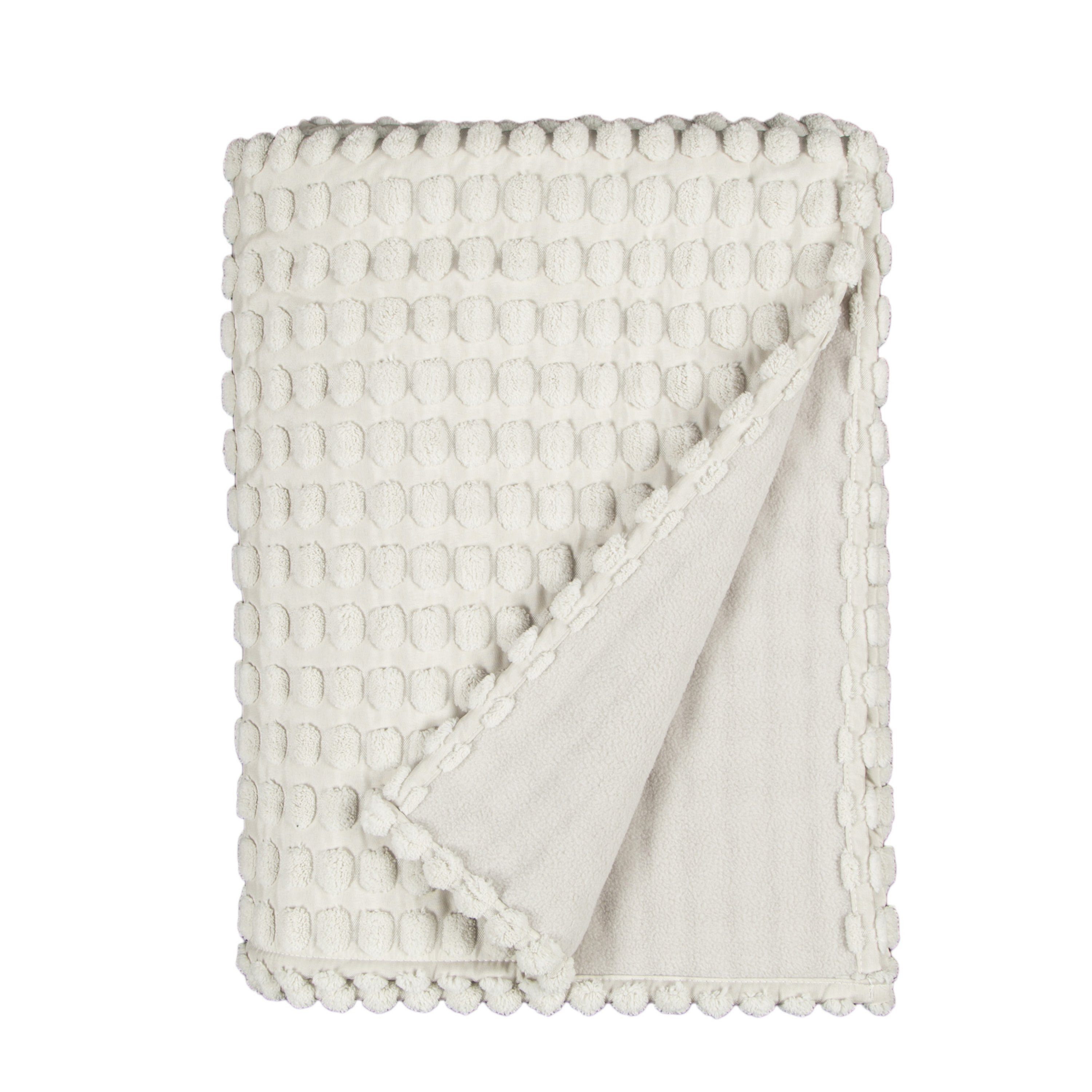 Manta jacquard Golfy rectangular INSPIRE poliéster beige curva overlock y cosido de 130x170 cm - 3