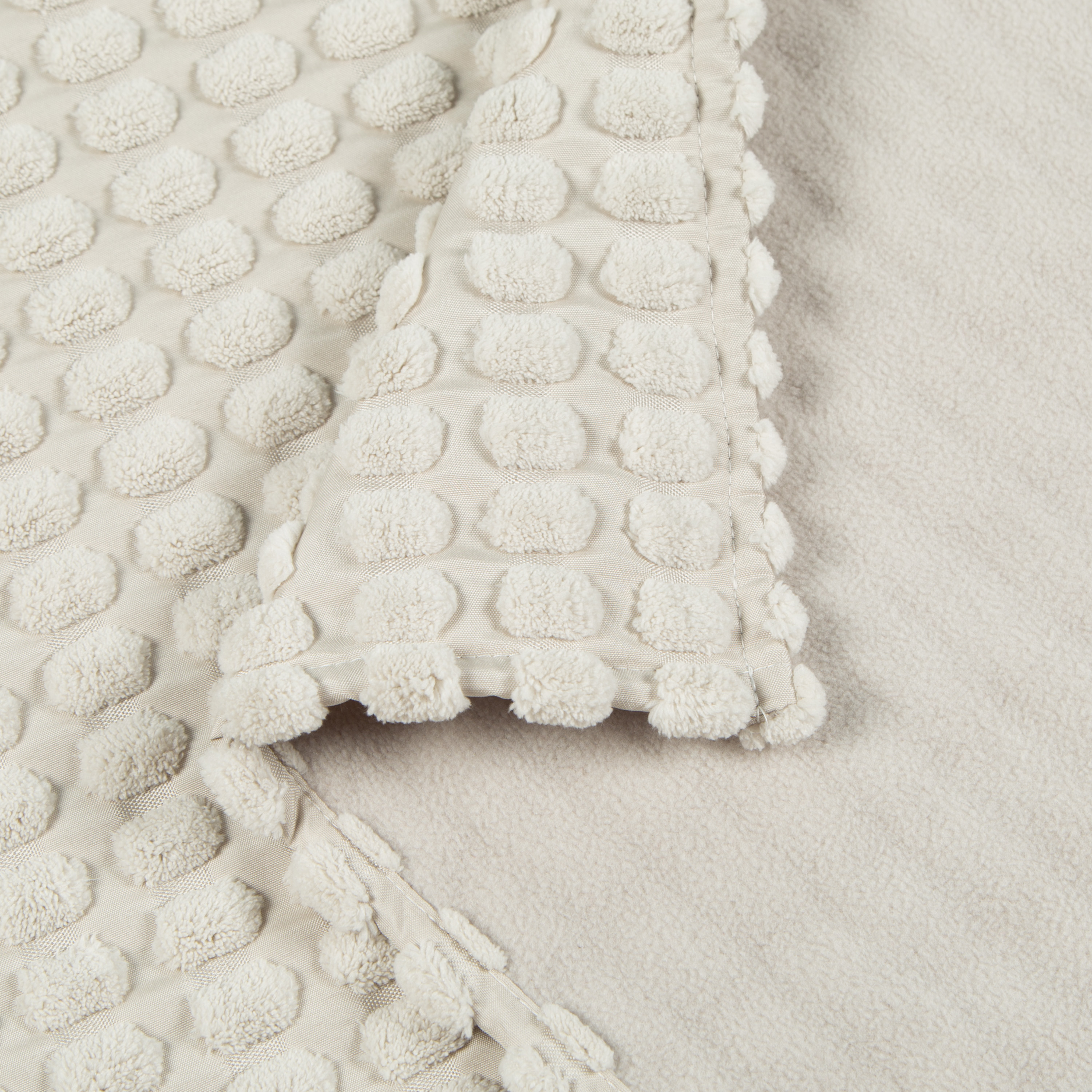 Manta jacquard Golfy rectangular INSPIRE poliéster beige curva overlock y cosido de 130x170 cm - 7